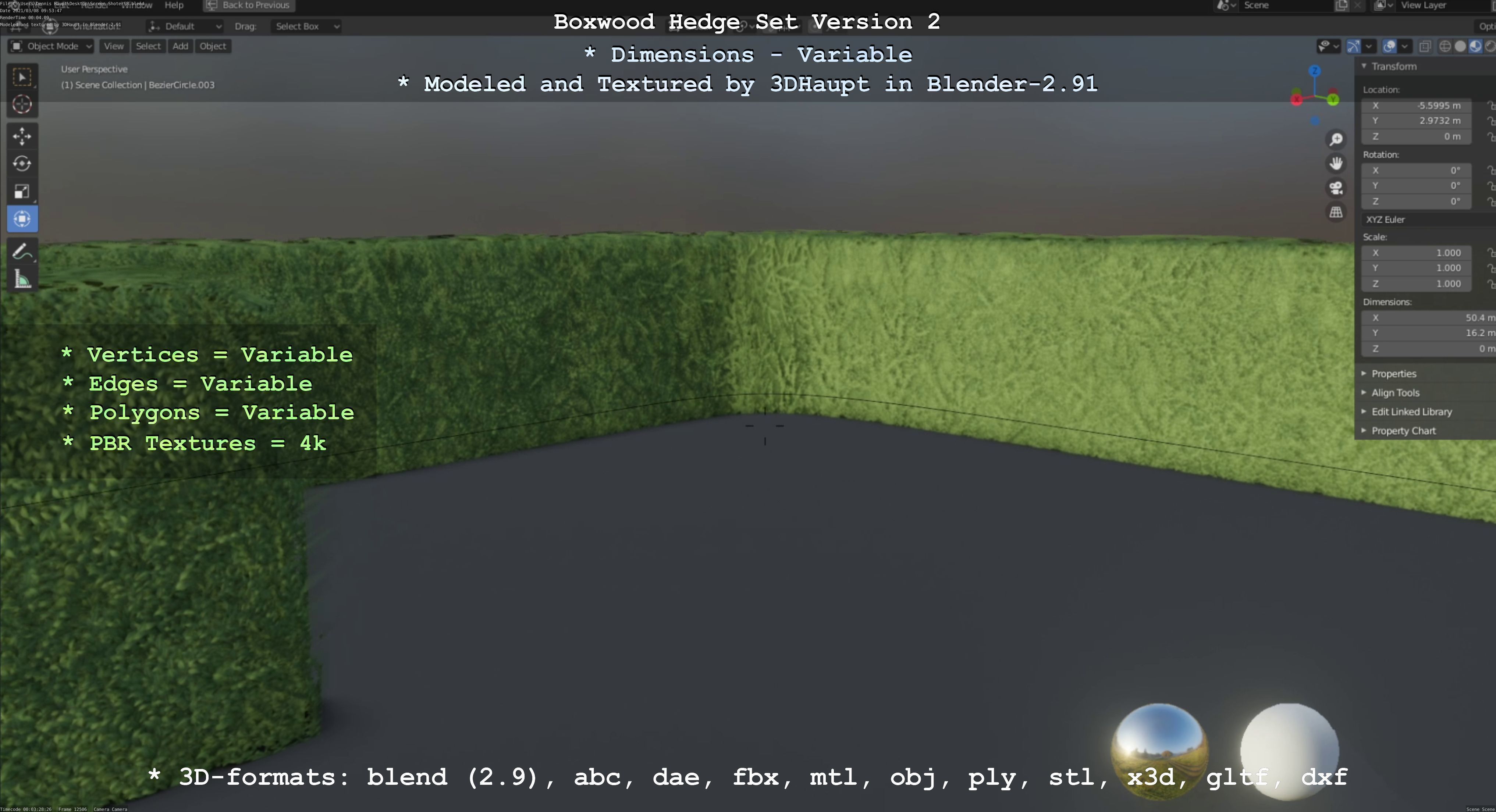 Low-Poly Boxwood Hedge Version 2 Low-poly 3D model_68