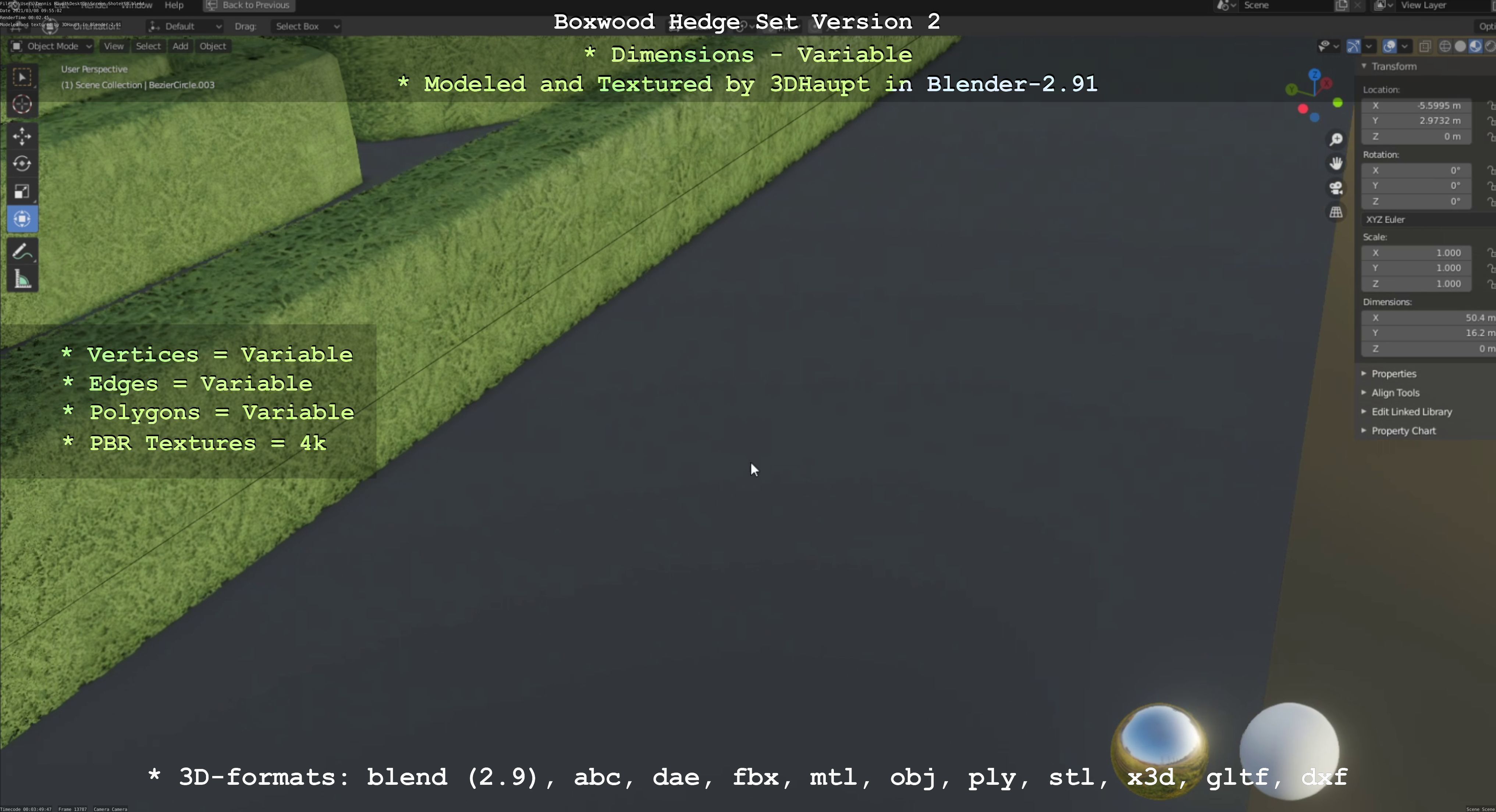 Low-Poly Boxwood Hedge Version 2 Low-poly 3D model_63