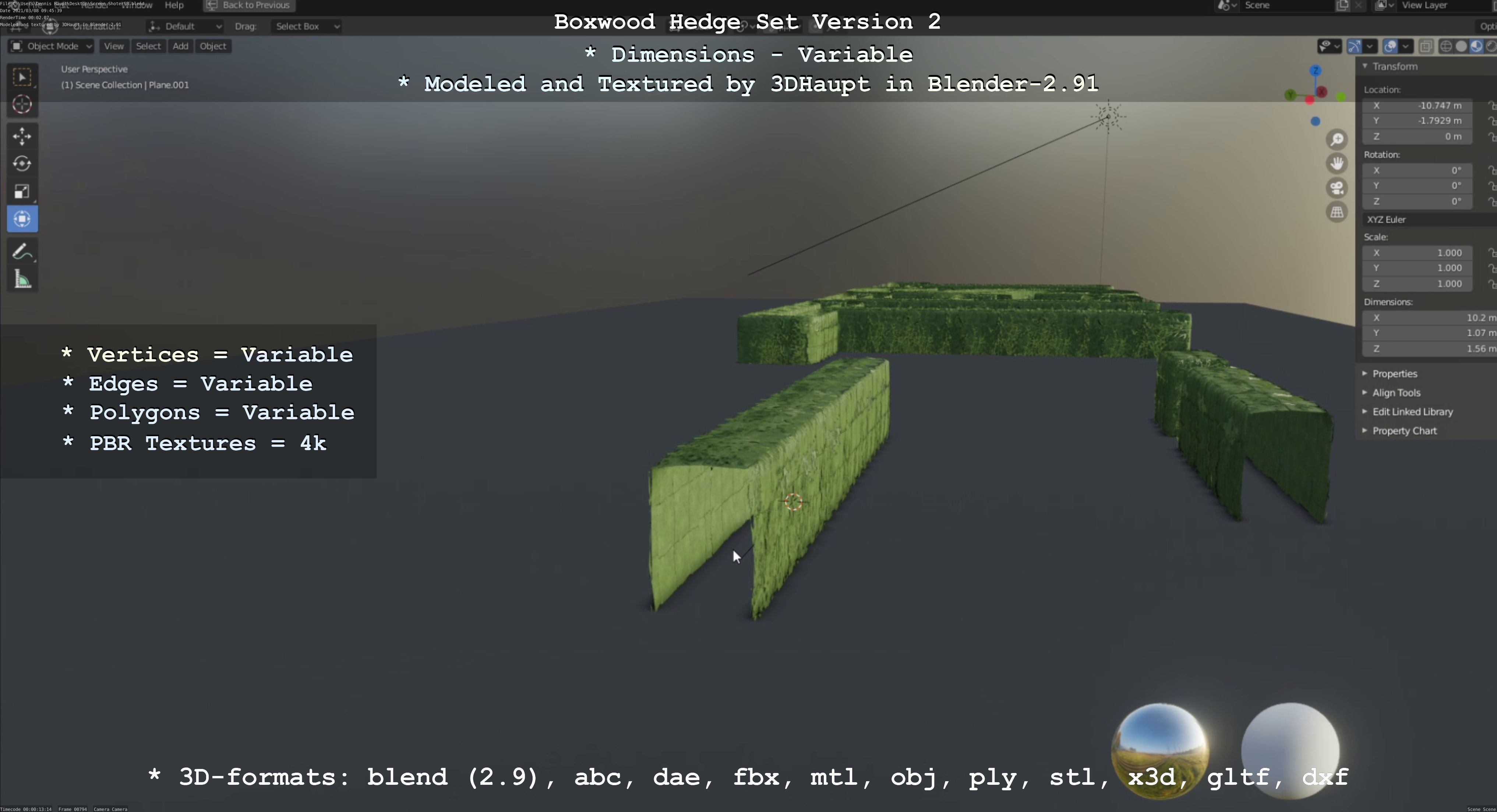 Low-Poly Boxwood Hedge Version 2 Low-poly 3D model_100