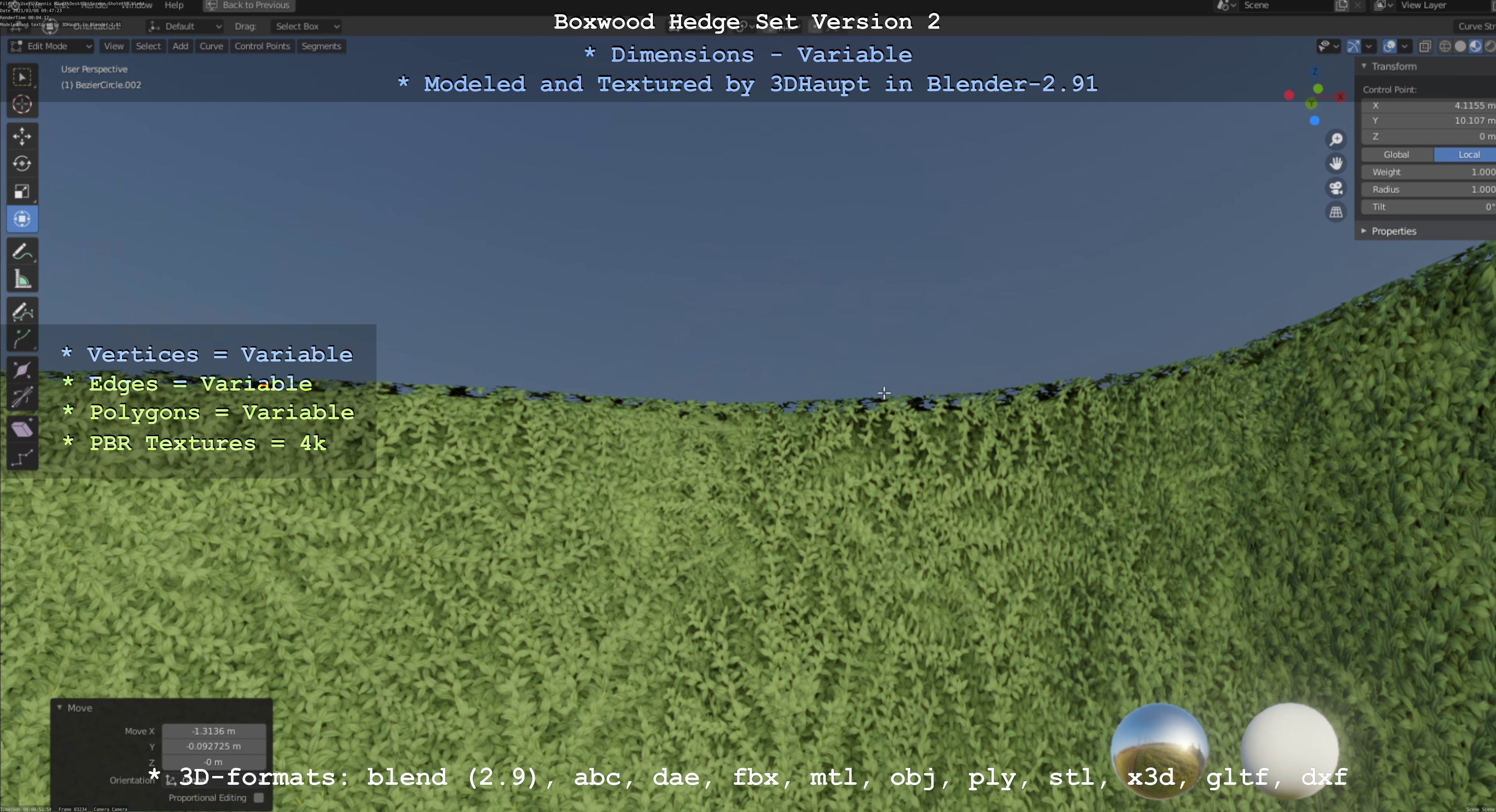 Low-Poly Boxwood Hedge Version 2 Low-poly 3D model_33