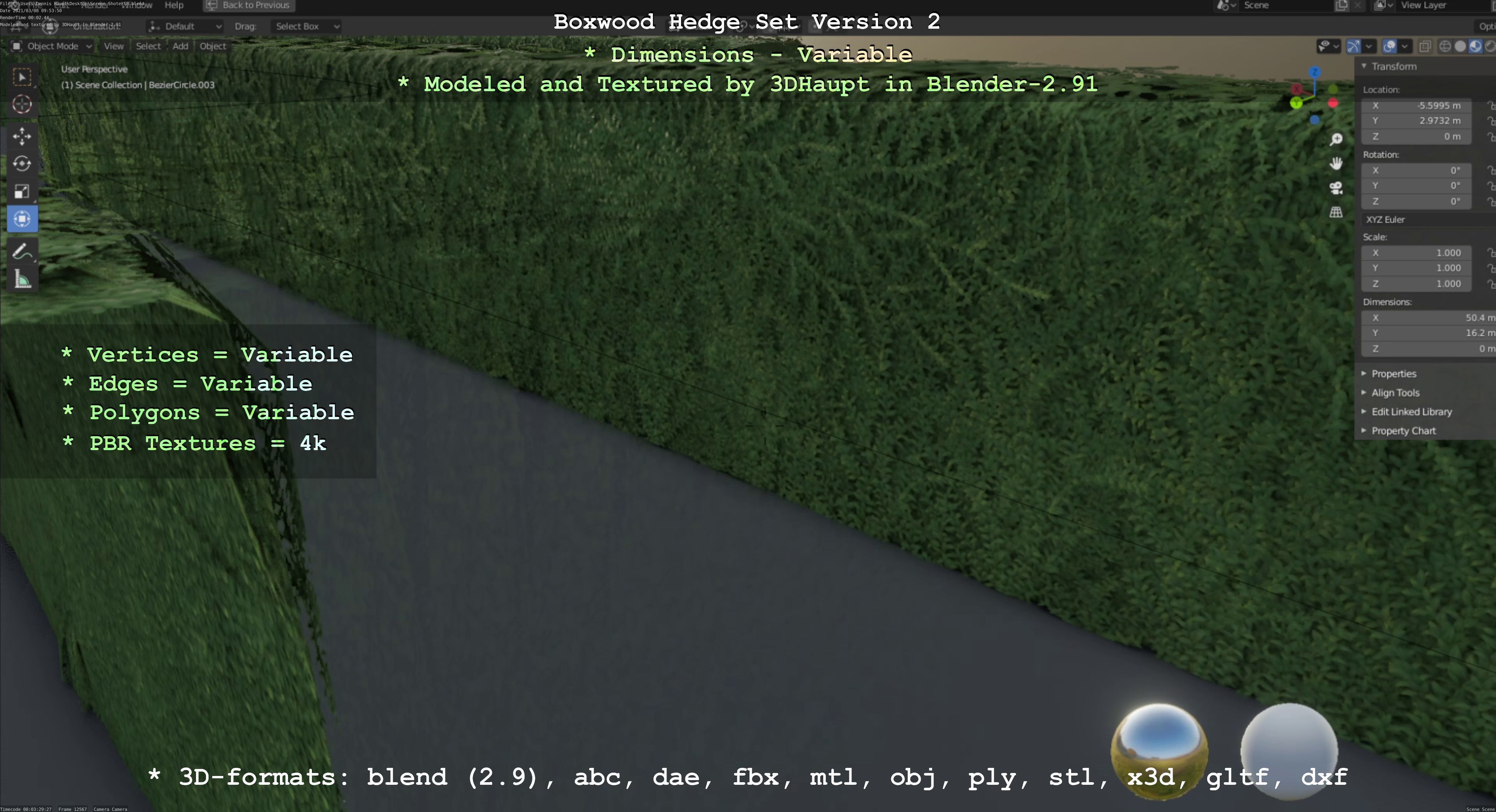 Low-Poly Boxwood Hedge Version 2 Low-poly 3D model_71