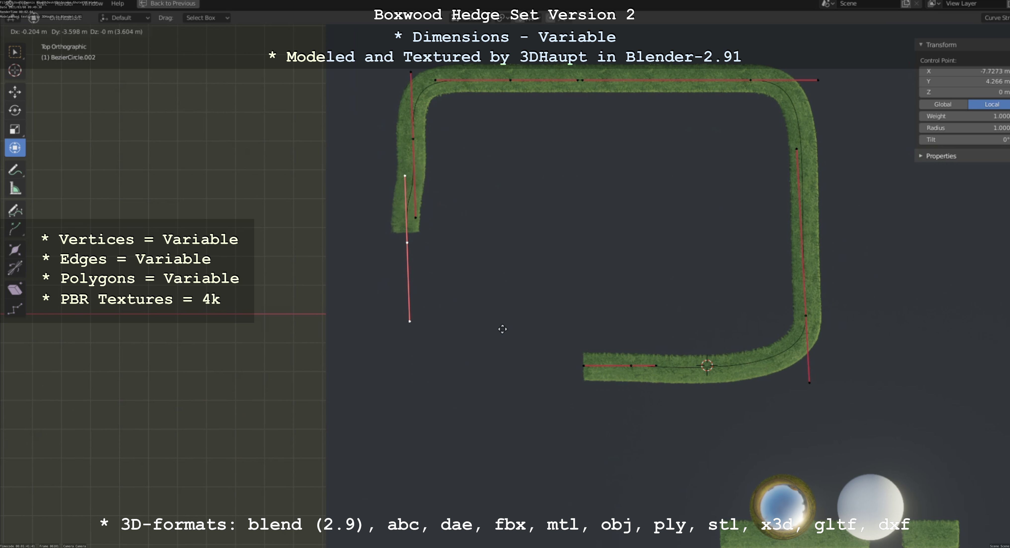 Low-Poly Boxwood Hedge Version 2 Low-poly 3D model_91