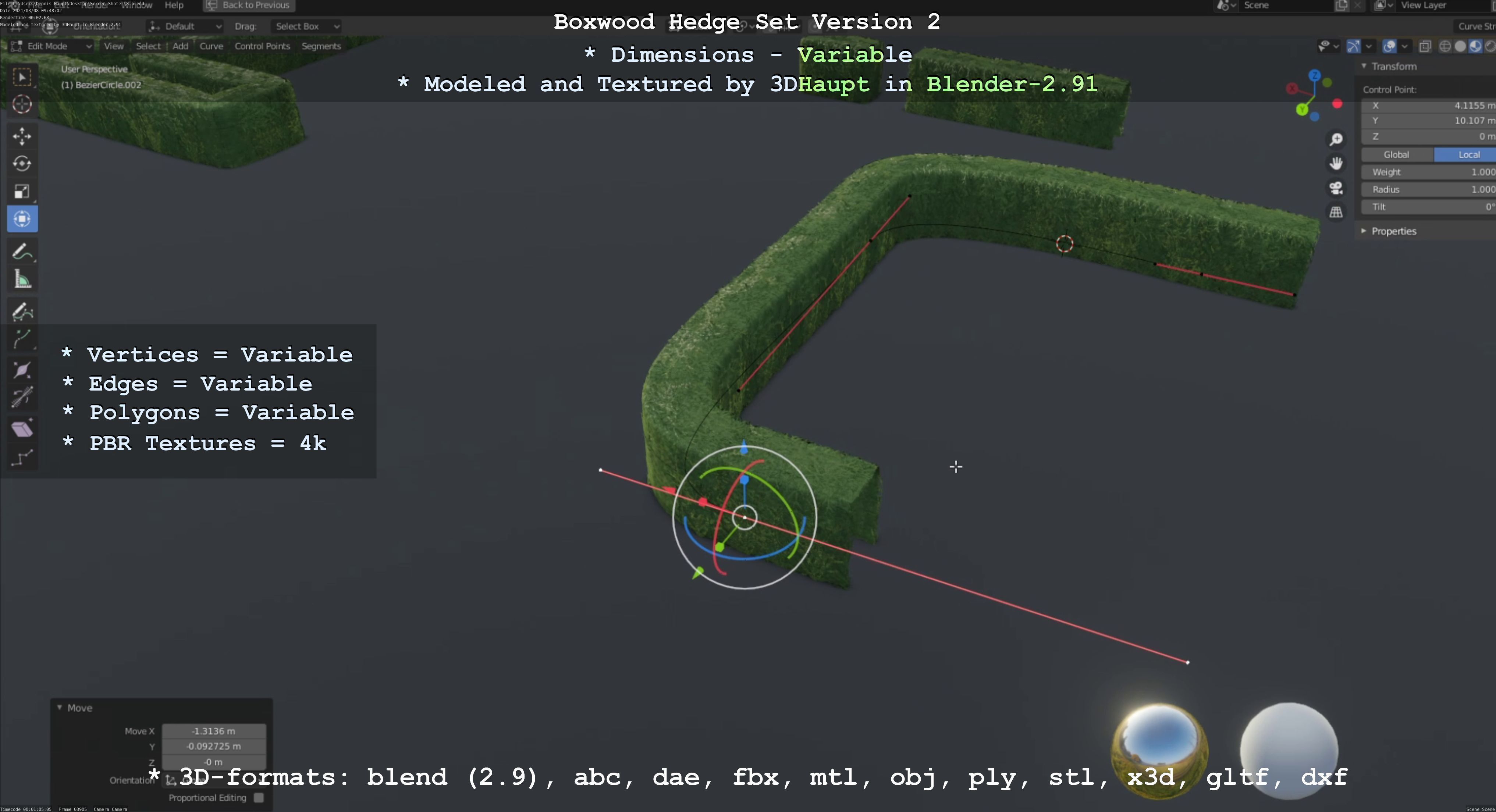 Low-Poly Boxwood Hedge Version 2 Low-poly 3D model_117