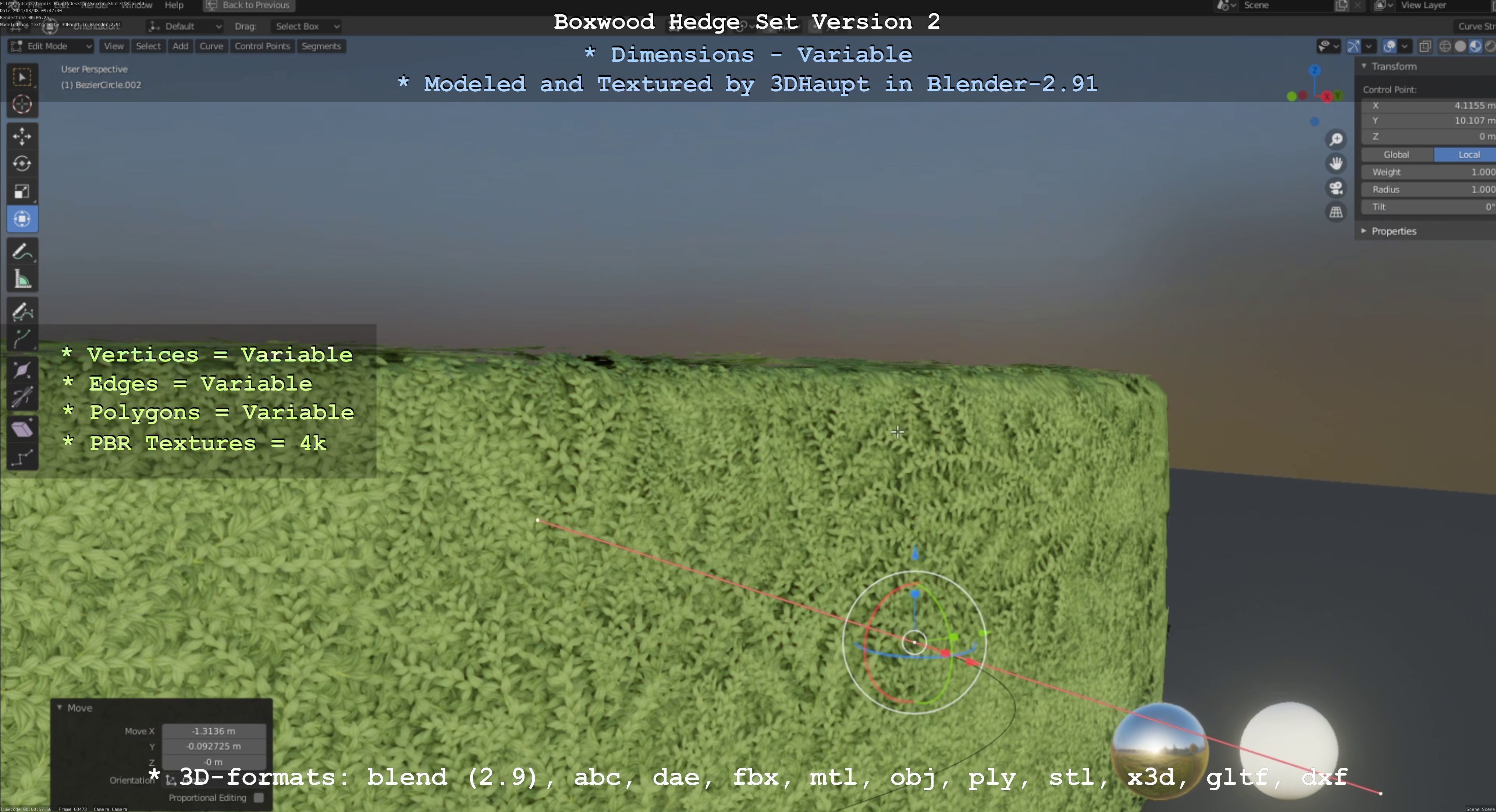 Low-Poly Boxwood Hedge Version 2 Low-poly 3D model_118