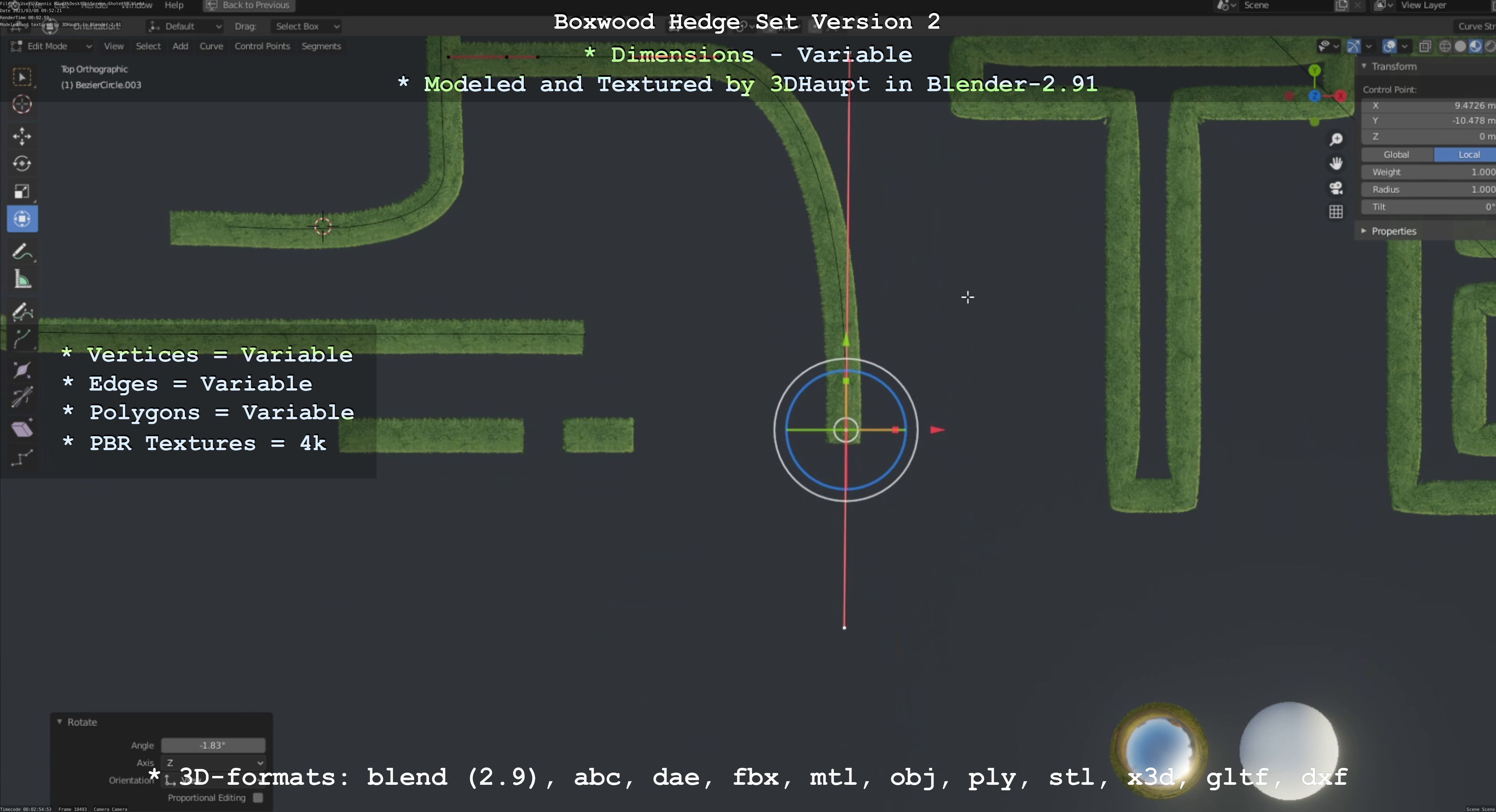 Low-Poly Boxwood Hedge Version 2 Low-poly 3D model_99