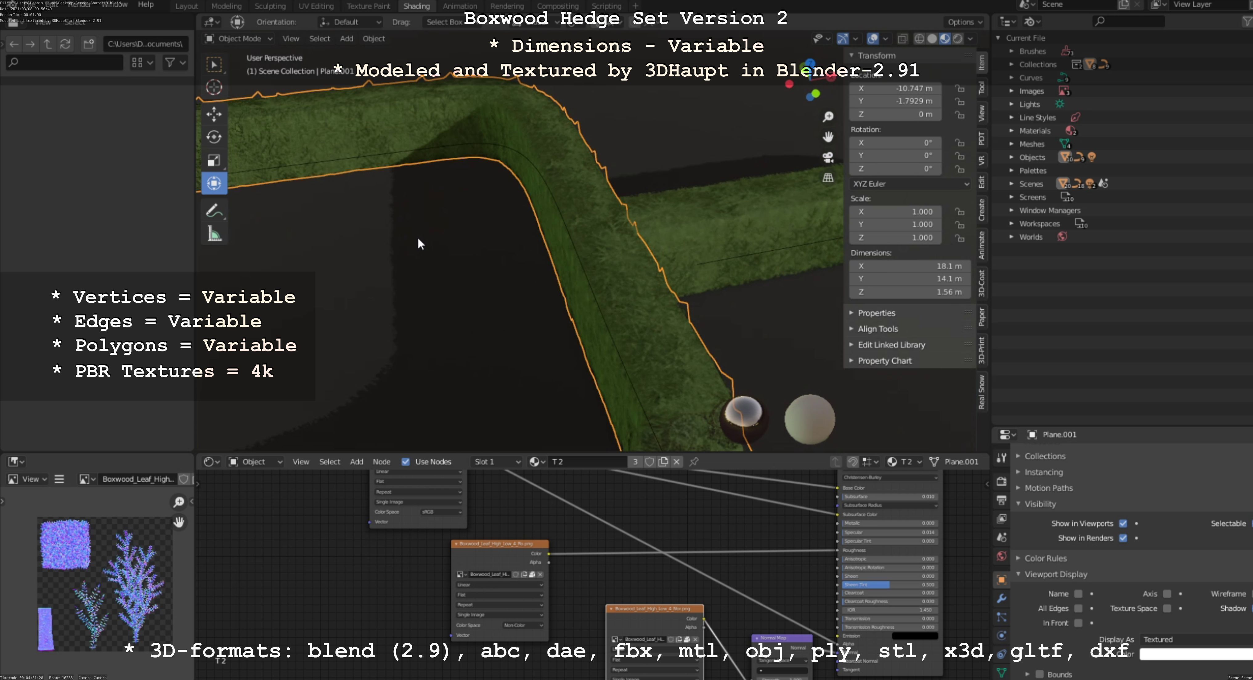 Low-Poly Boxwood Hedge Version 2 Low-poly 3D model_73
