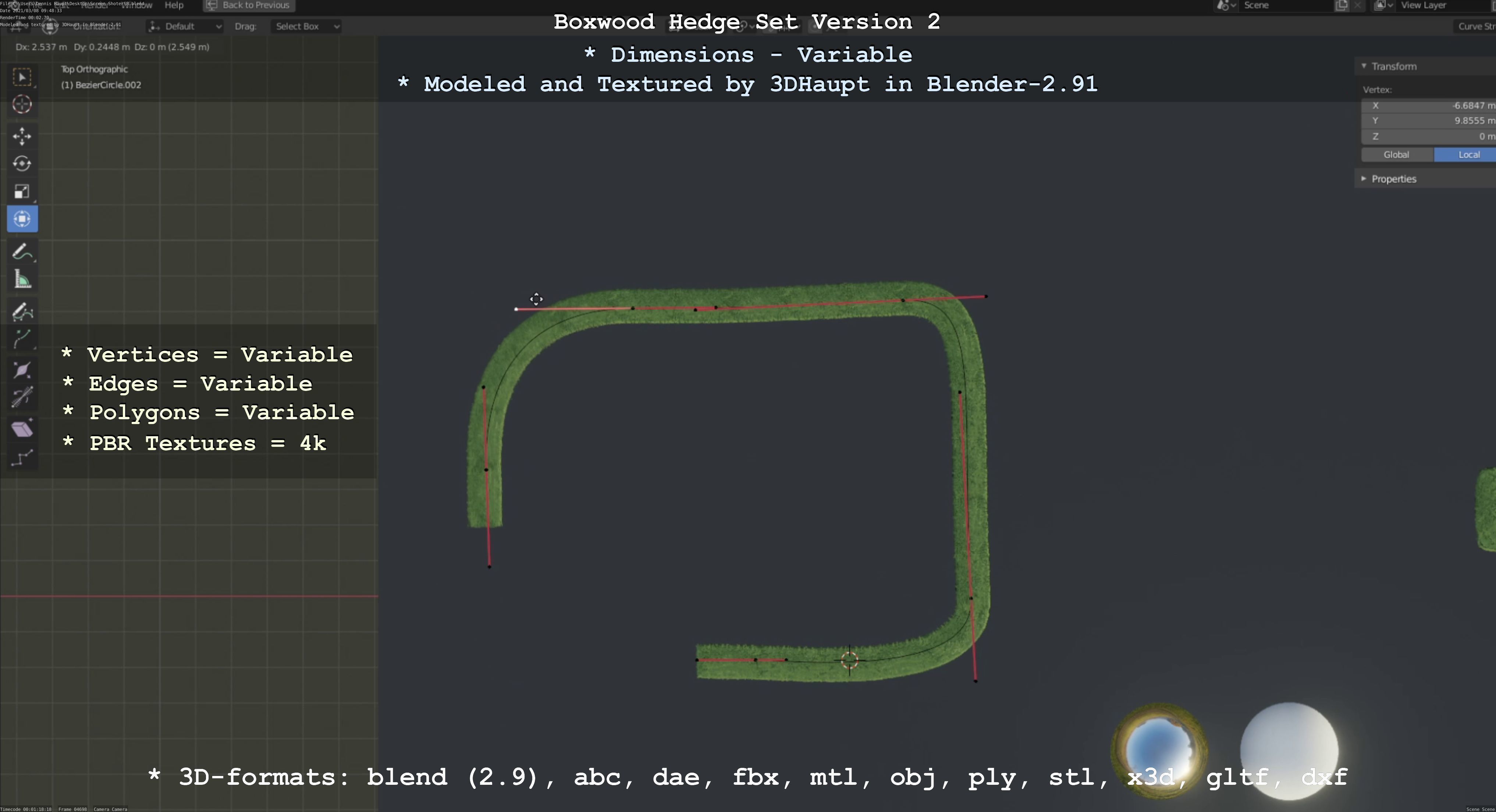 Low-Poly Boxwood Hedge Version 2 Low-poly 3D model_116
