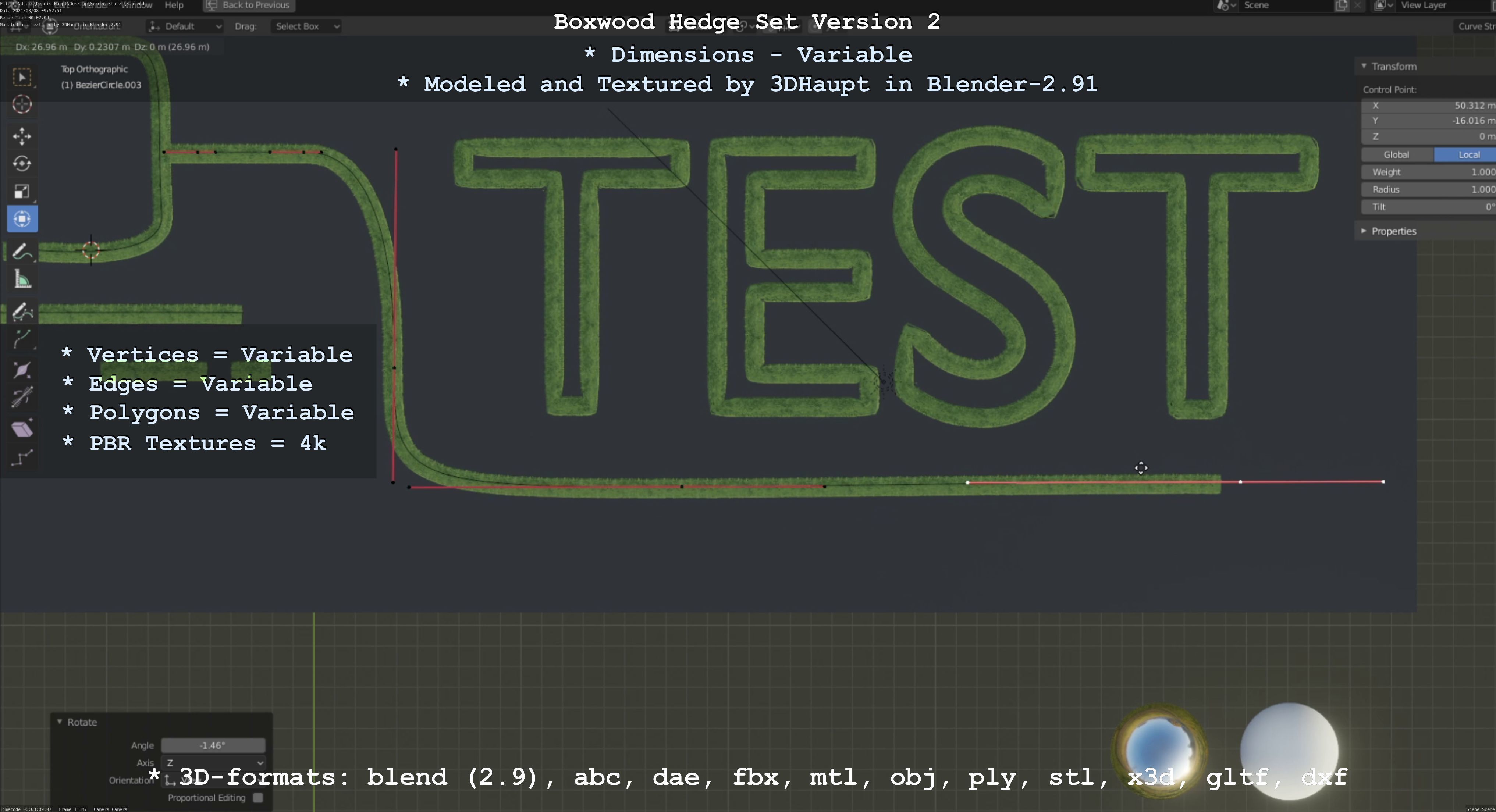 Low-Poly Boxwood Hedge Version 2 Low-poly 3D model_13