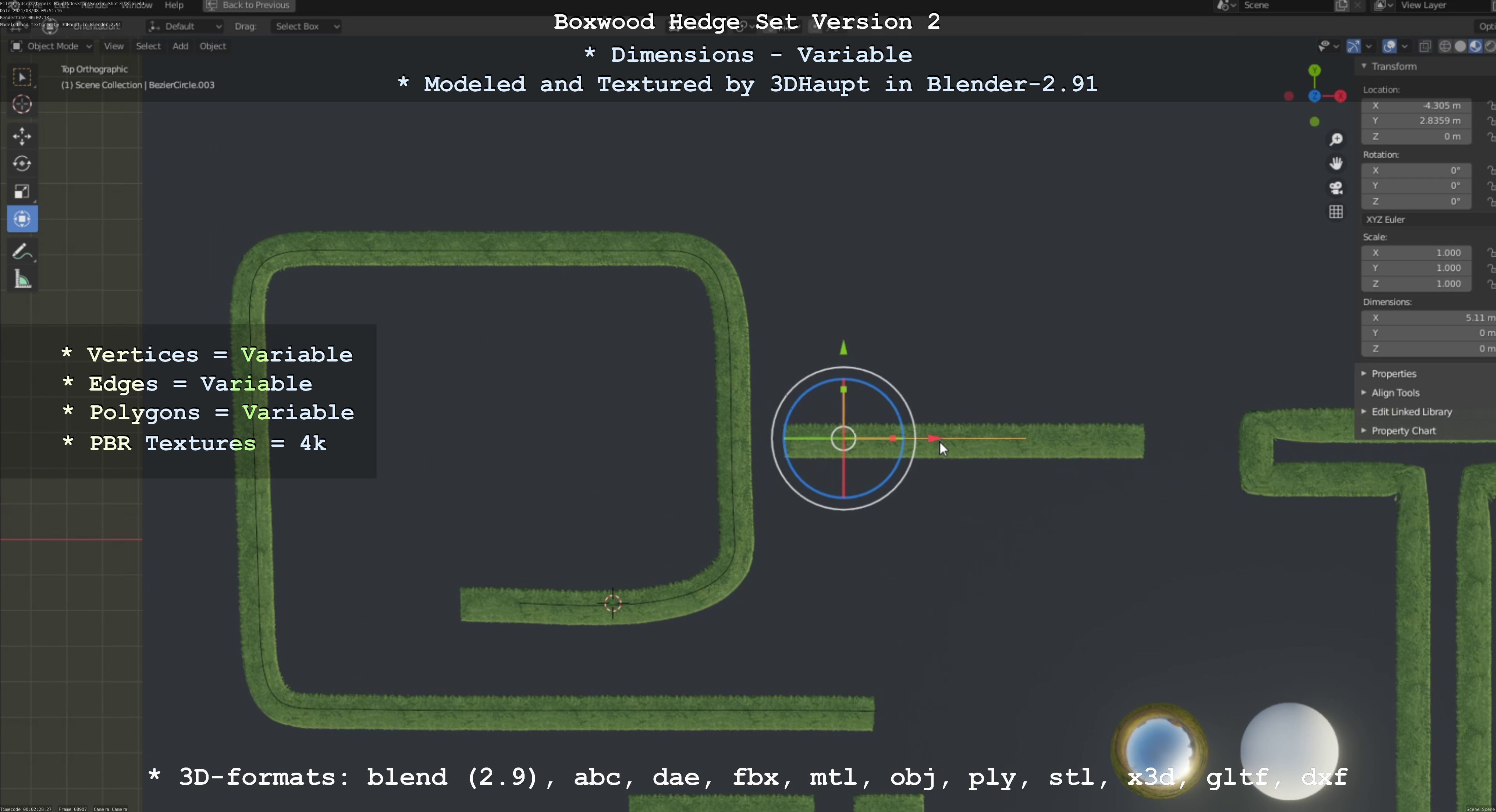 Low-Poly Boxwood Hedge Version 2 Low-poly 3D model_104