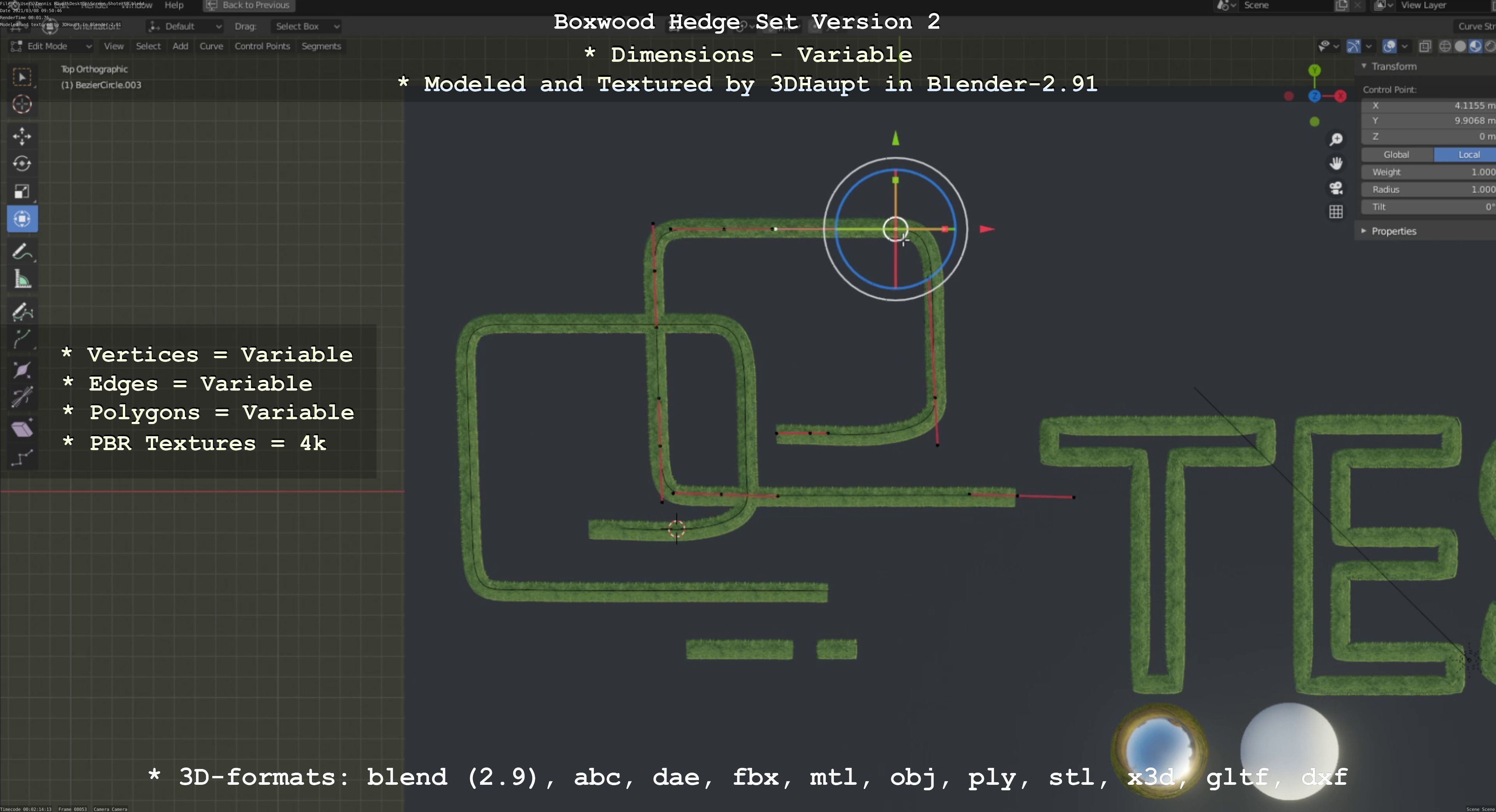 Low-Poly Boxwood Hedge Version 2 Low-poly 3D model_82