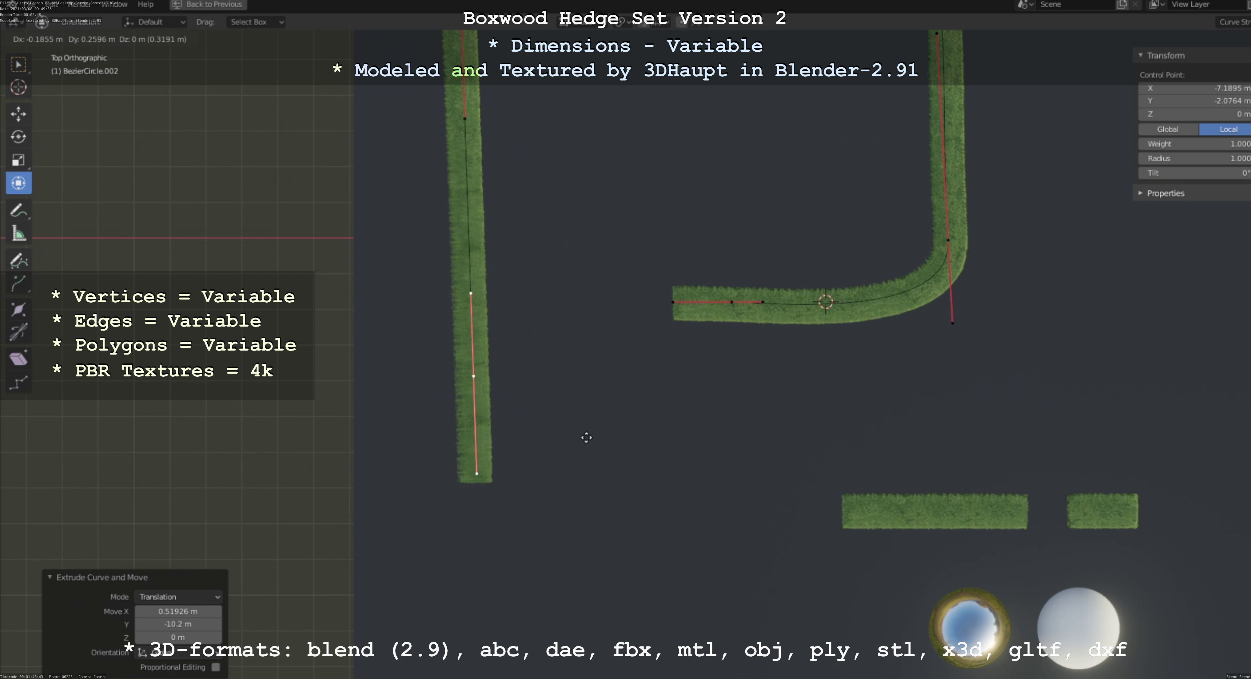 Low-Poly Boxwood Hedge Version 2 Low-poly 3D model_54