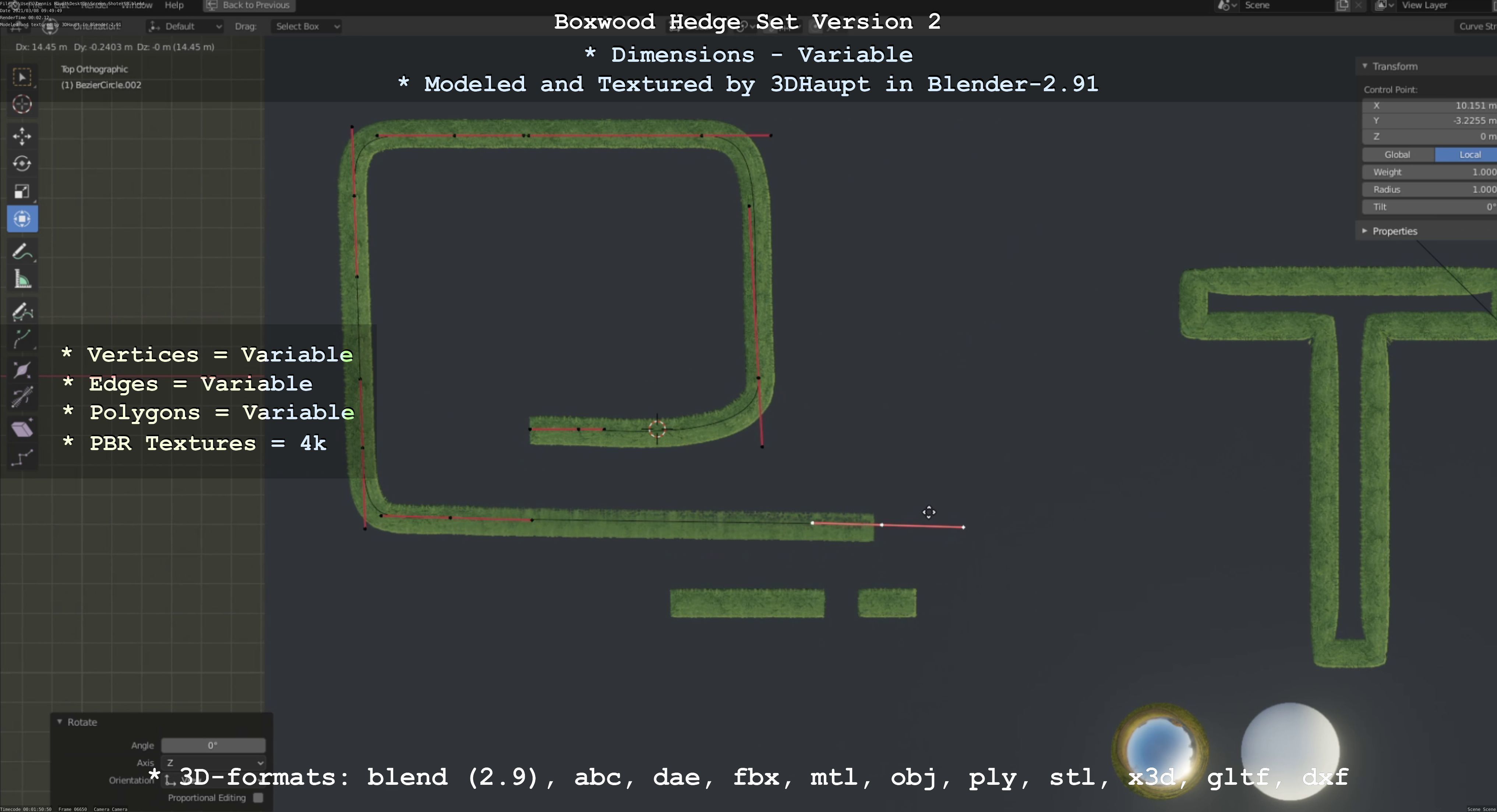 Low-Poly Boxwood Hedge Version 2 Low-poly 3D model_36