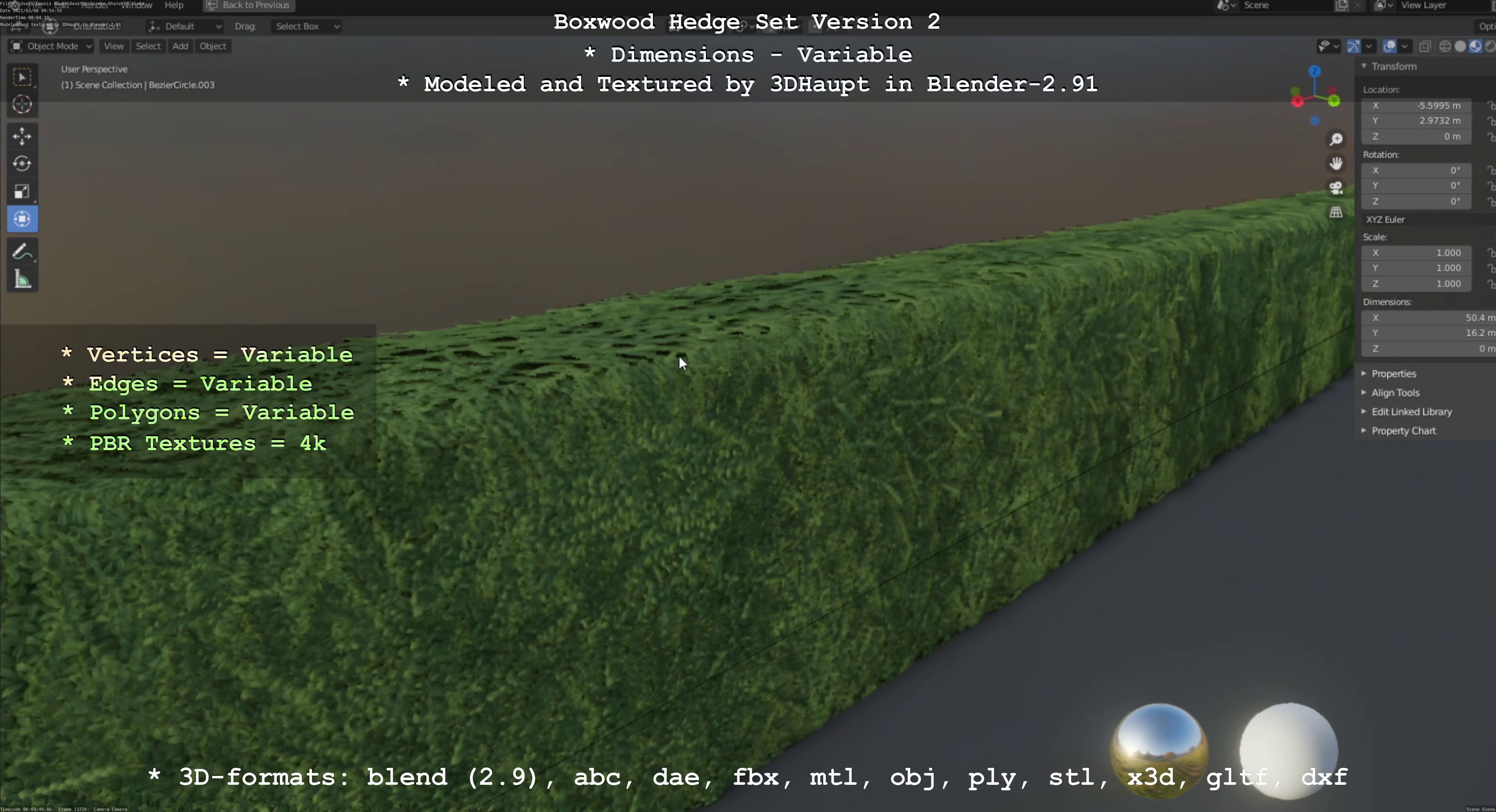 Low-Poly Boxwood Hedge Version 2 Low-poly 3D model_74