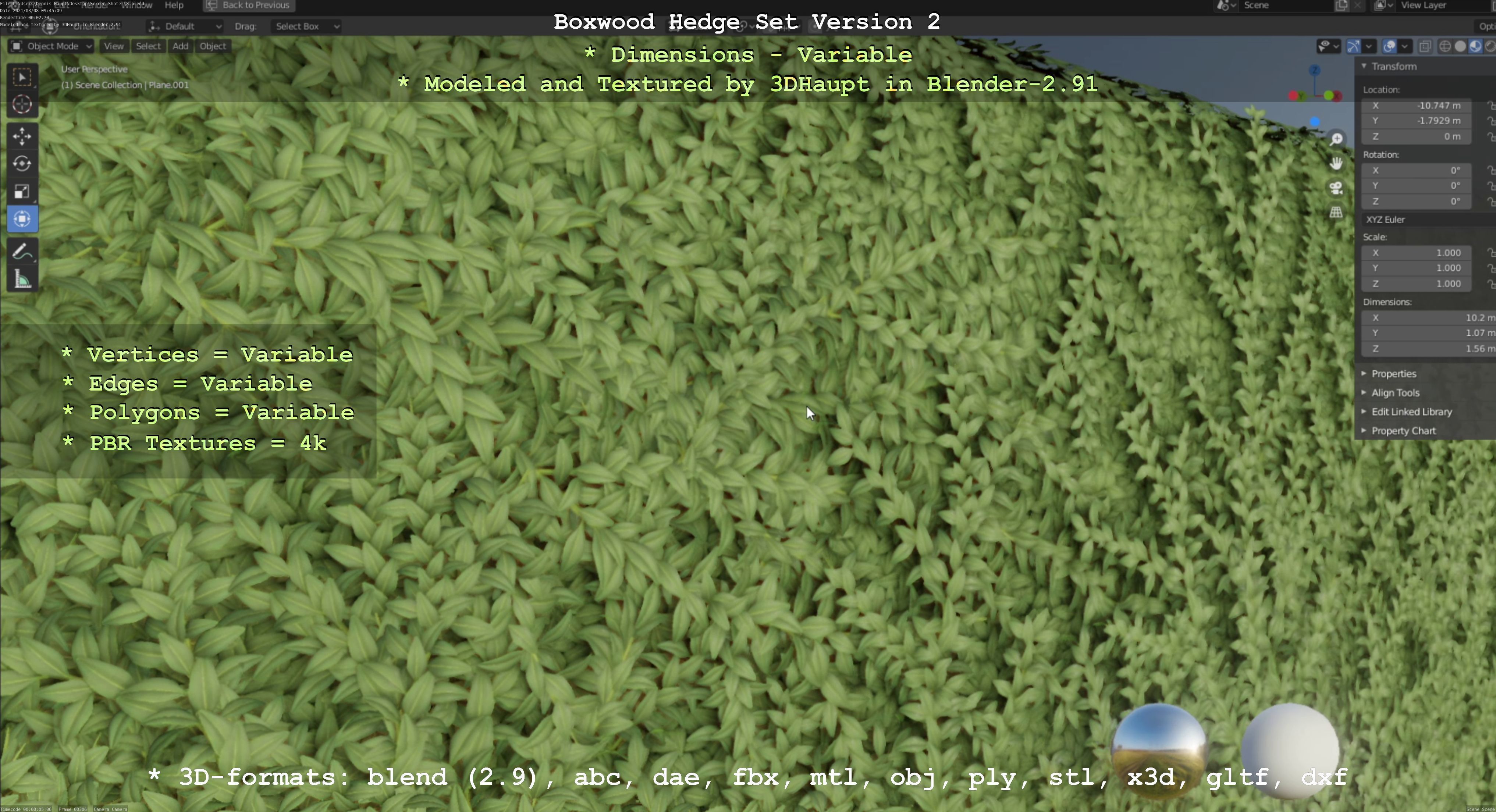 Low-Poly Boxwood Hedge Version 2 Low-poly 3D model_25