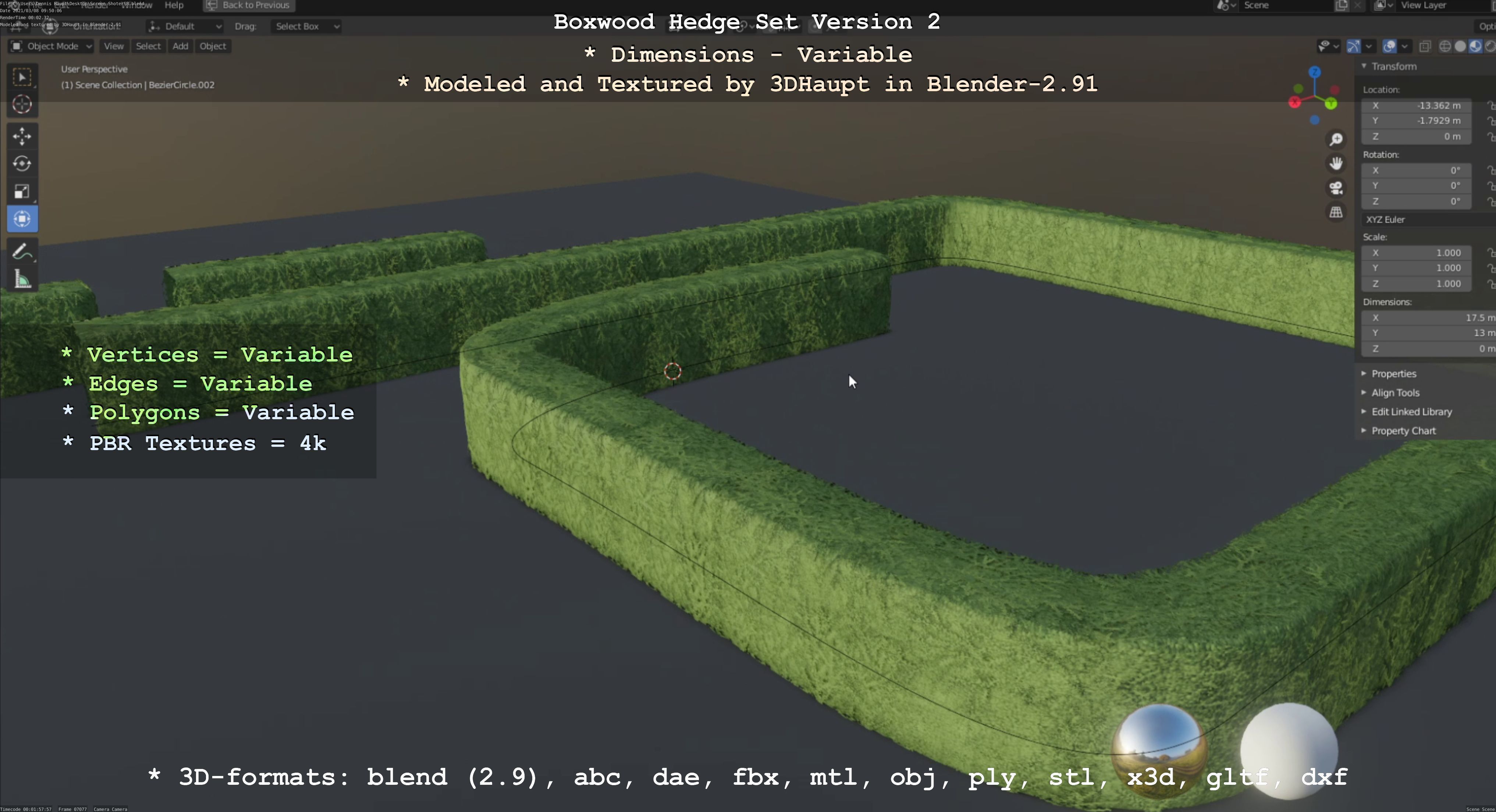 Low-Poly Boxwood Hedge Version 2 Low-poly 3D model_37