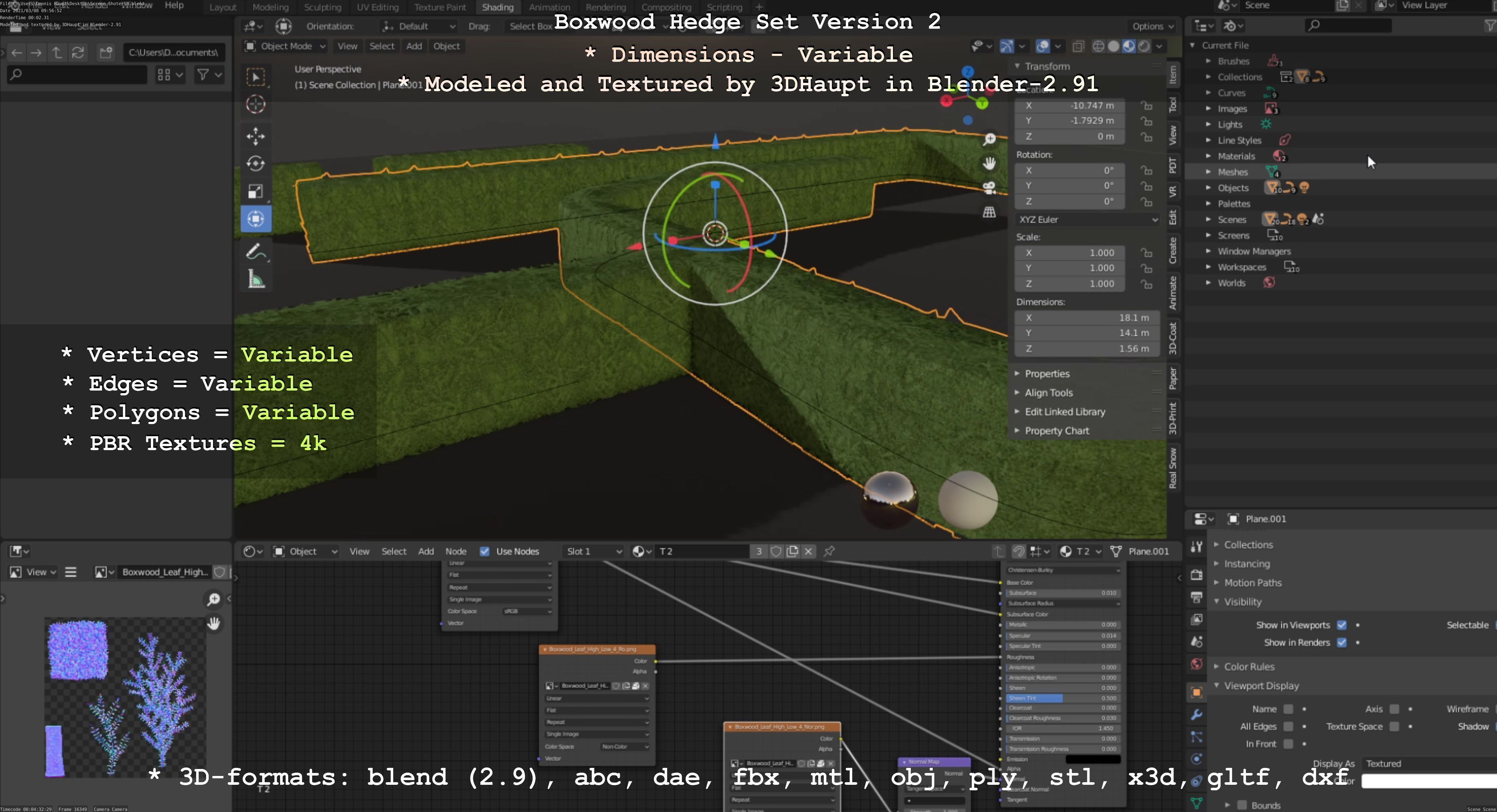 Low-Poly Boxwood Hedge Version 2 Low-poly 3D model_69