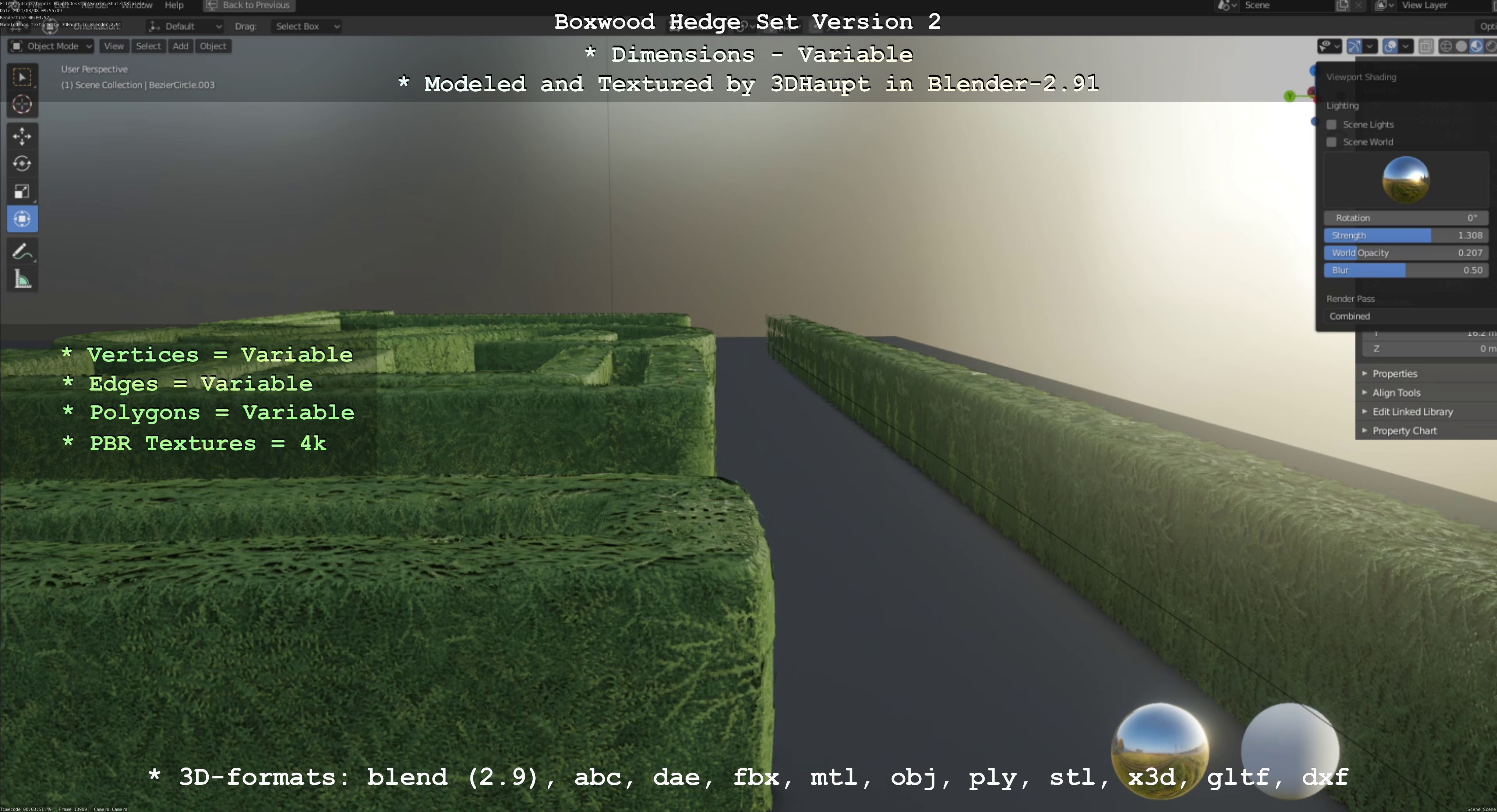 Low-Poly Boxwood Hedge Version 2 Low-poly 3D model_45