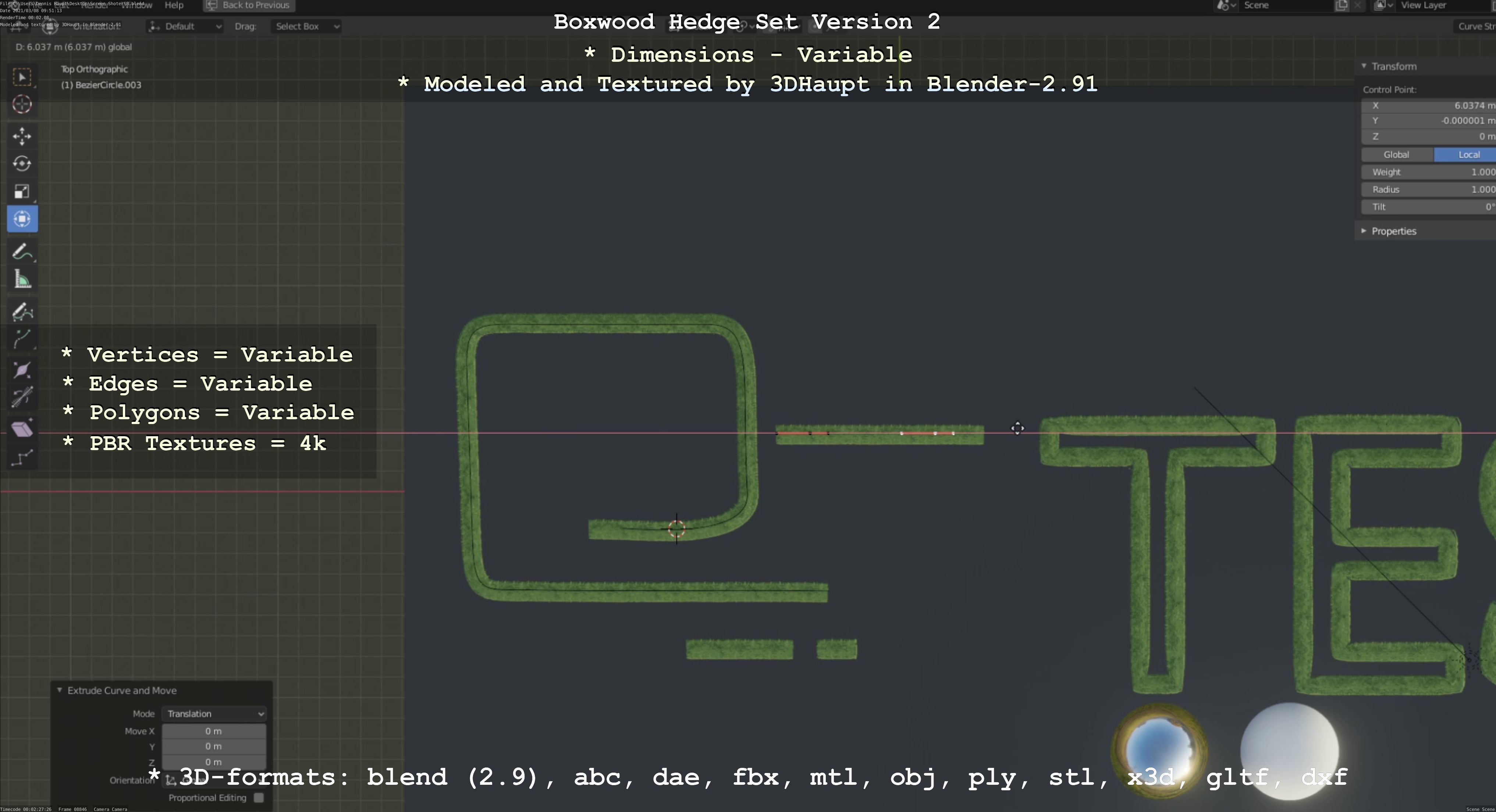 Low-Poly Boxwood Hedge Version 2 Low-poly 3D model_65