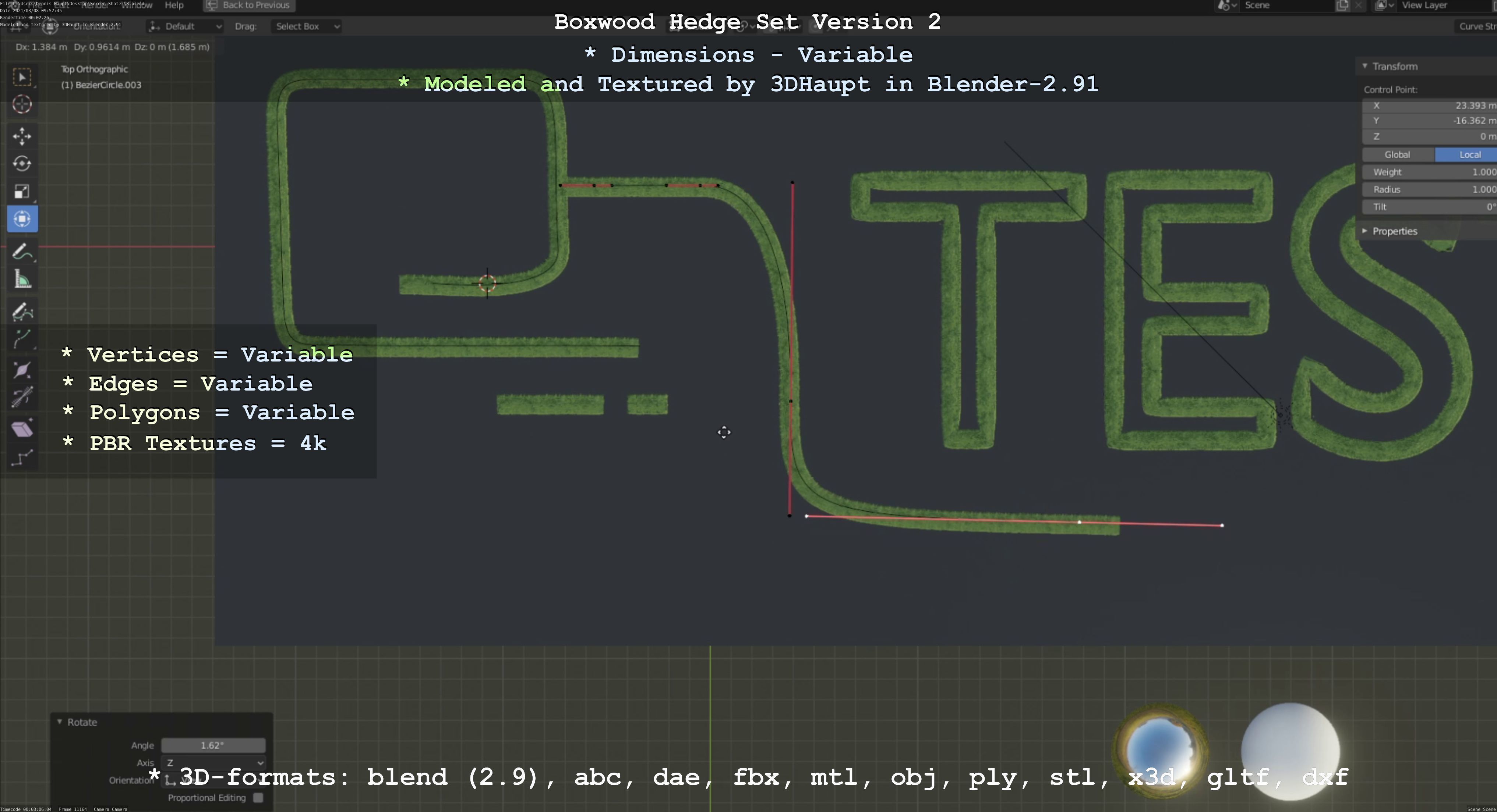 Low-Poly Boxwood Hedge Version 2 Low-poly 3D model_12