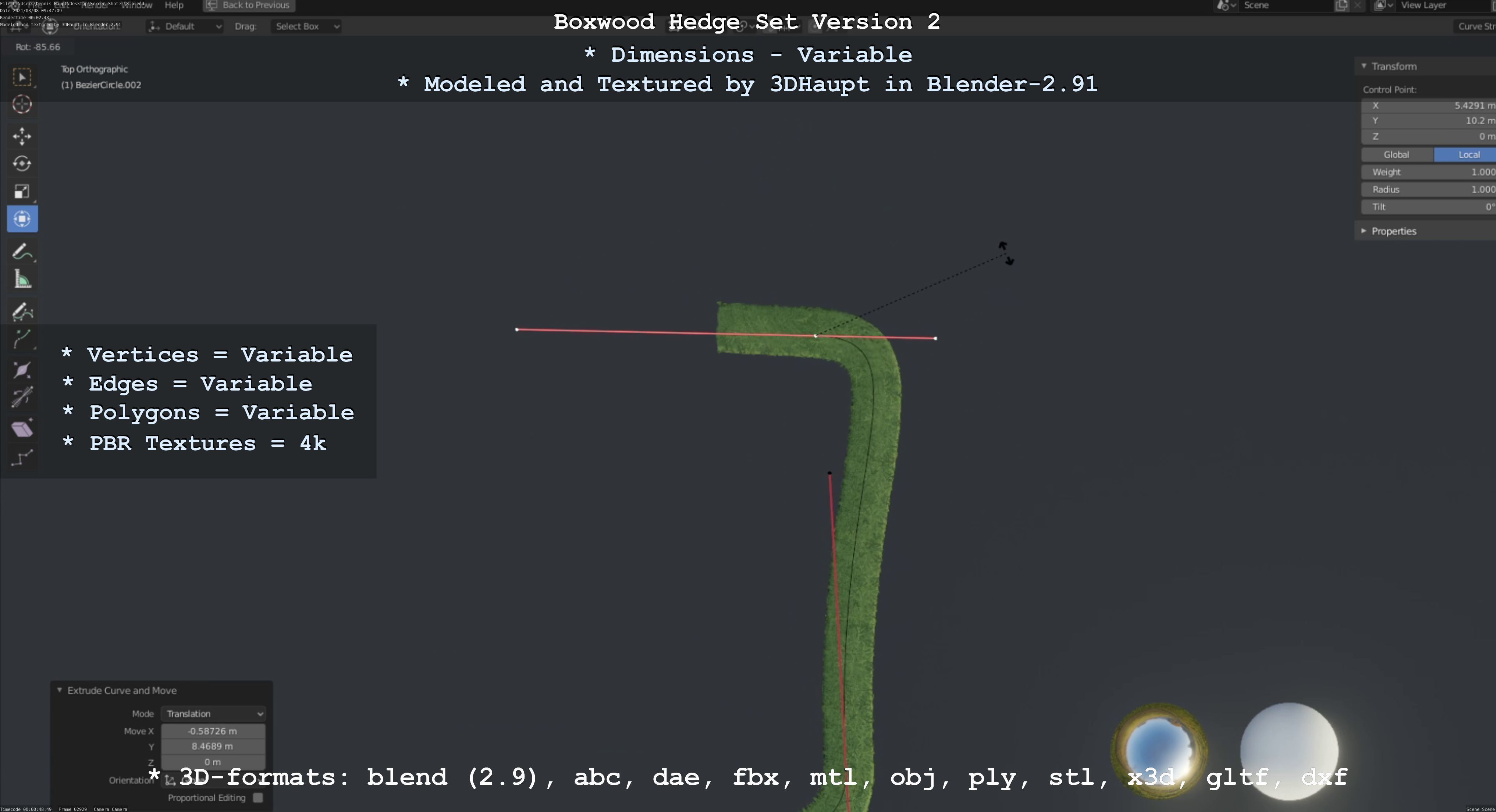 Low-Poly Boxwood Hedge Version 2 Low-poly 3D model_30