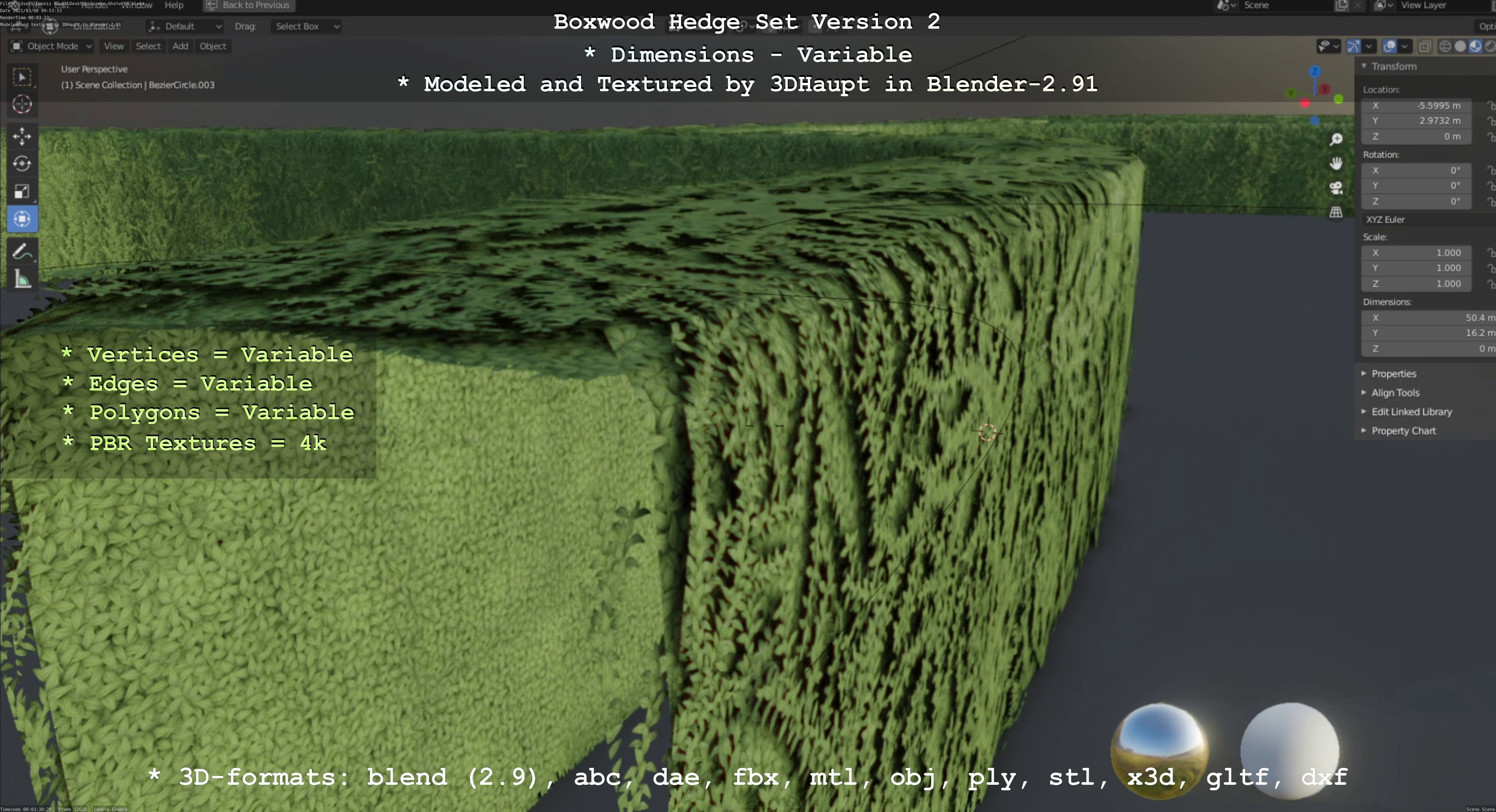 Low-Poly Boxwood Hedge Version 2 Low-poly 3D model_66