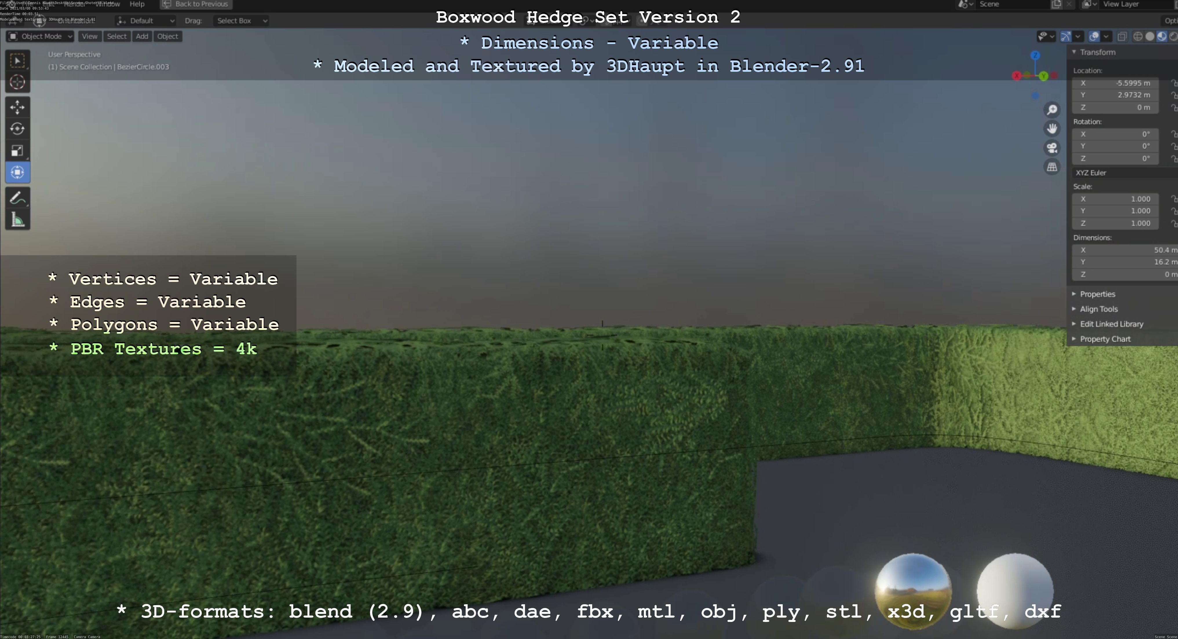 Low-Poly Boxwood Hedge Version 2 Low-poly 3D model_81