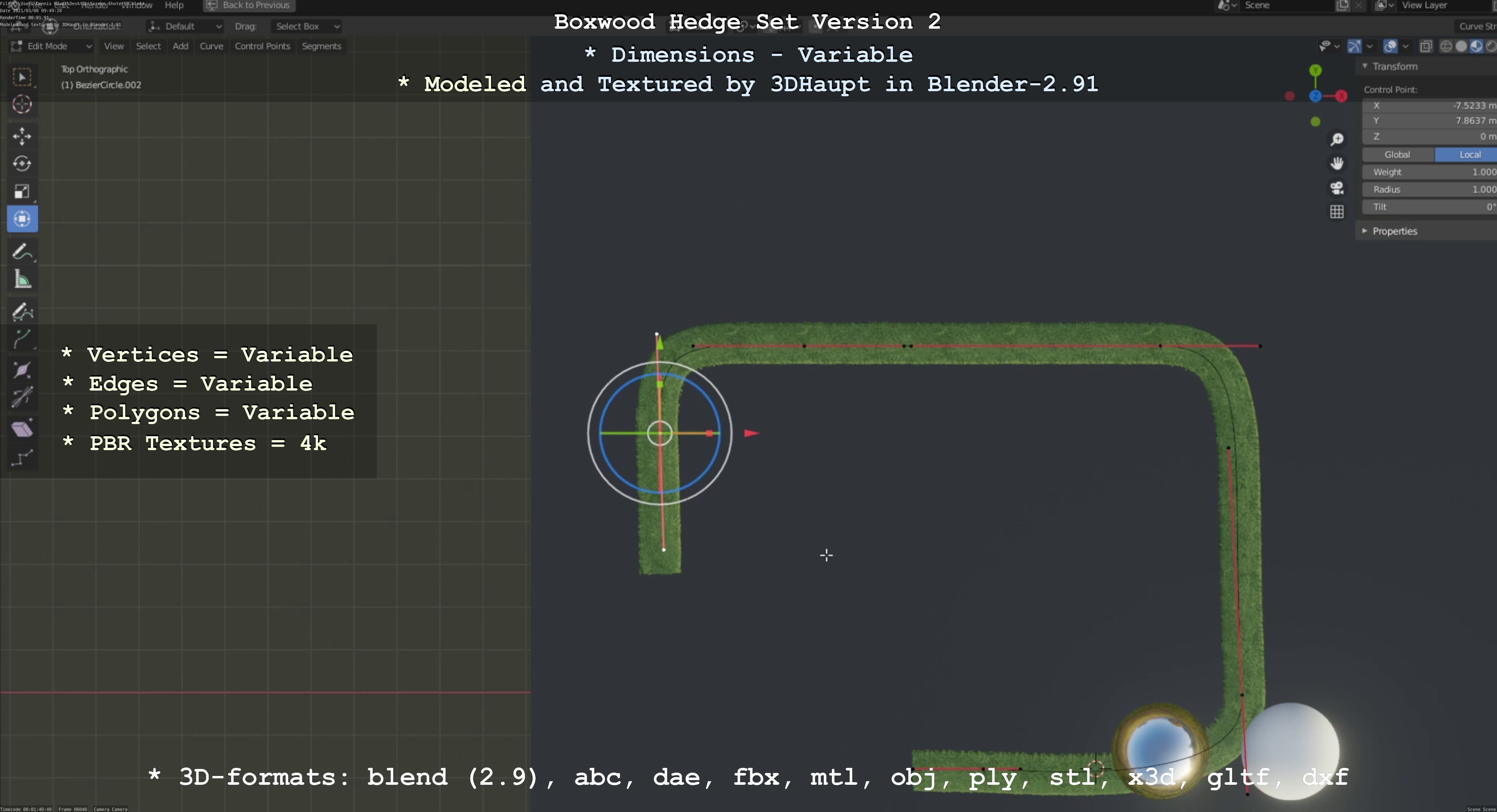 Low-Poly Boxwood Hedge Version 2 Low-poly 3D model_109