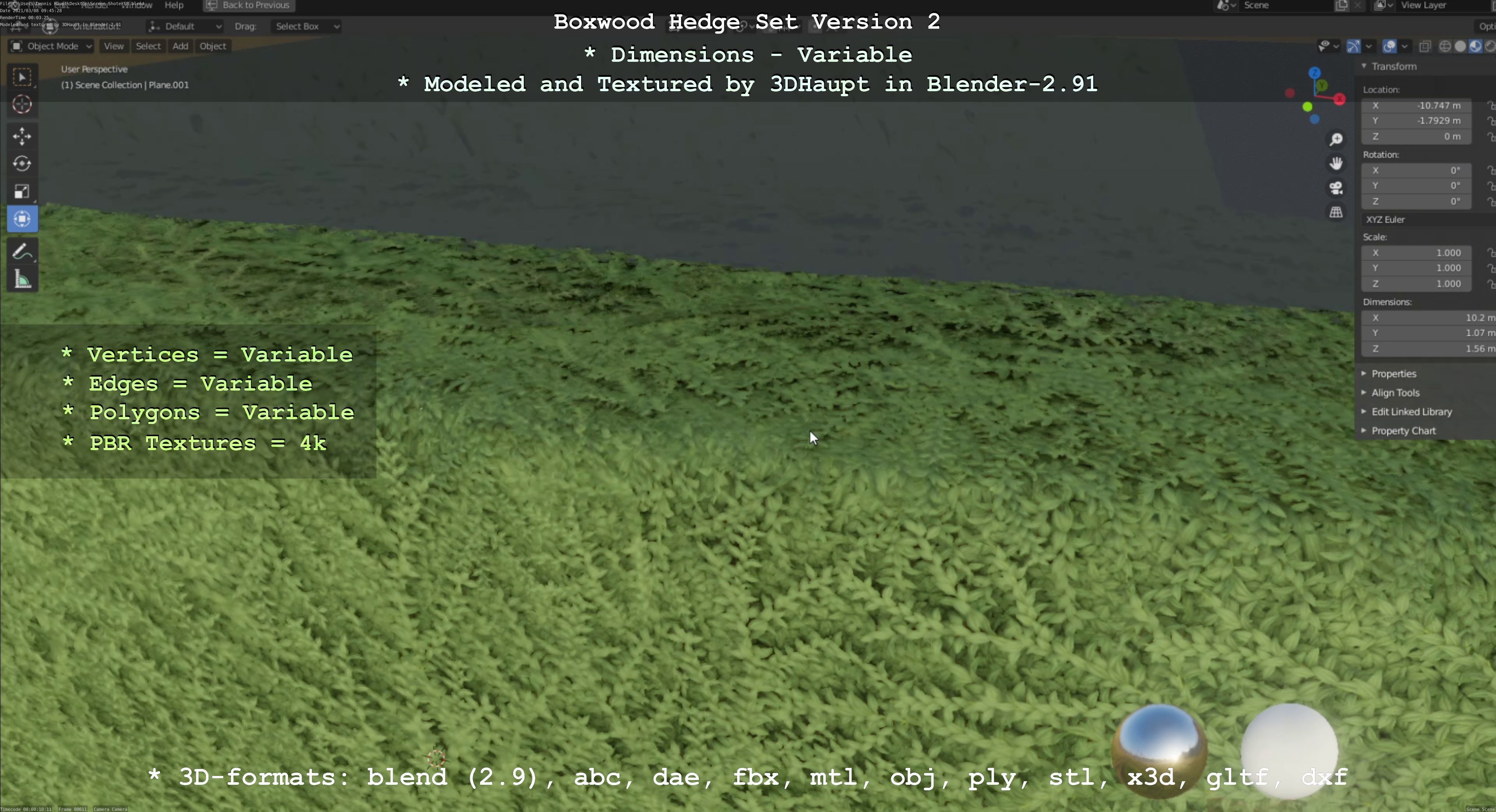 Low-Poly Boxwood Hedge Version 2 Low-poly 3D model_88