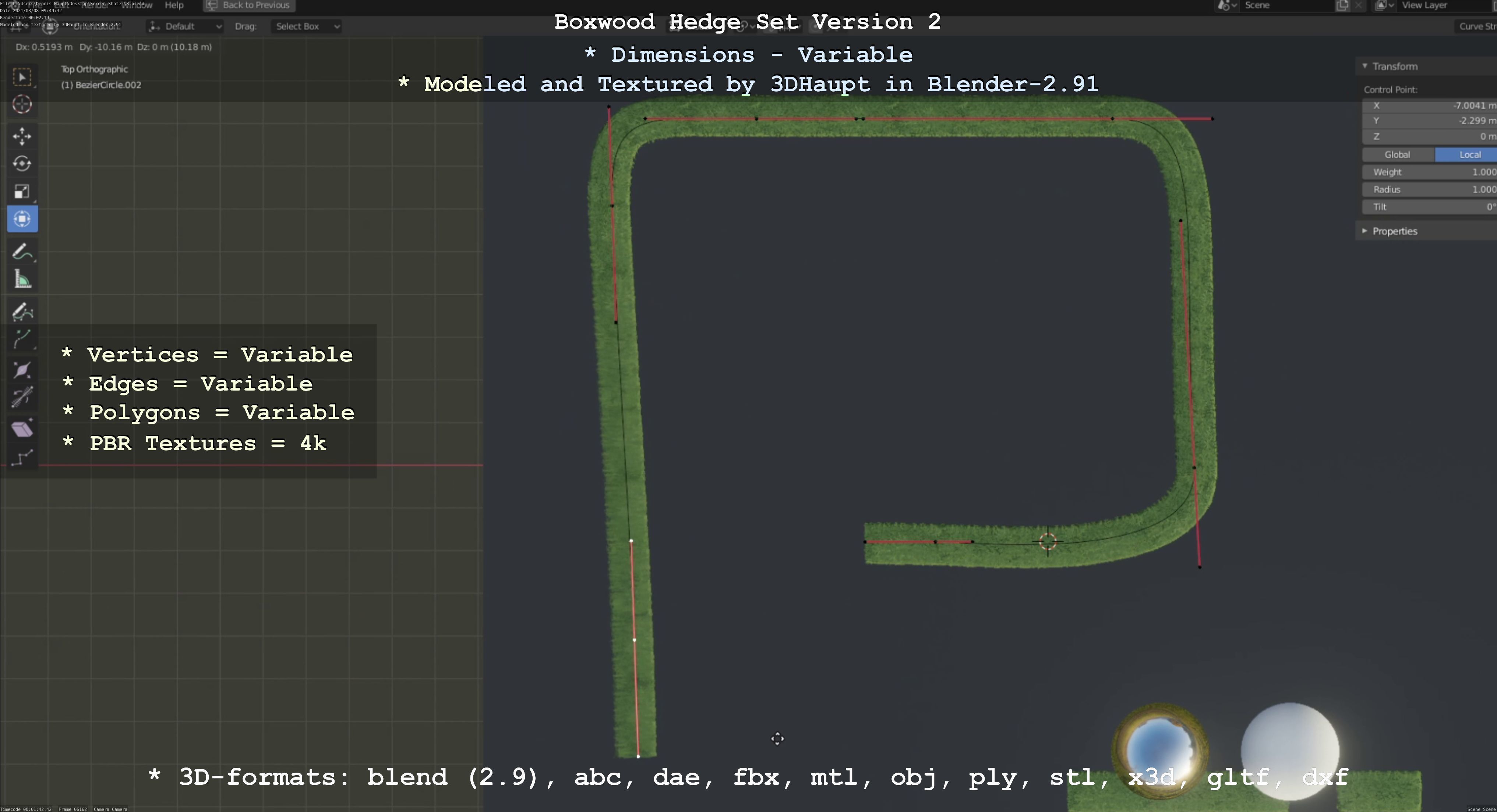 Low-Poly Boxwood Hedge Version 2 Low-poly 3D model_47