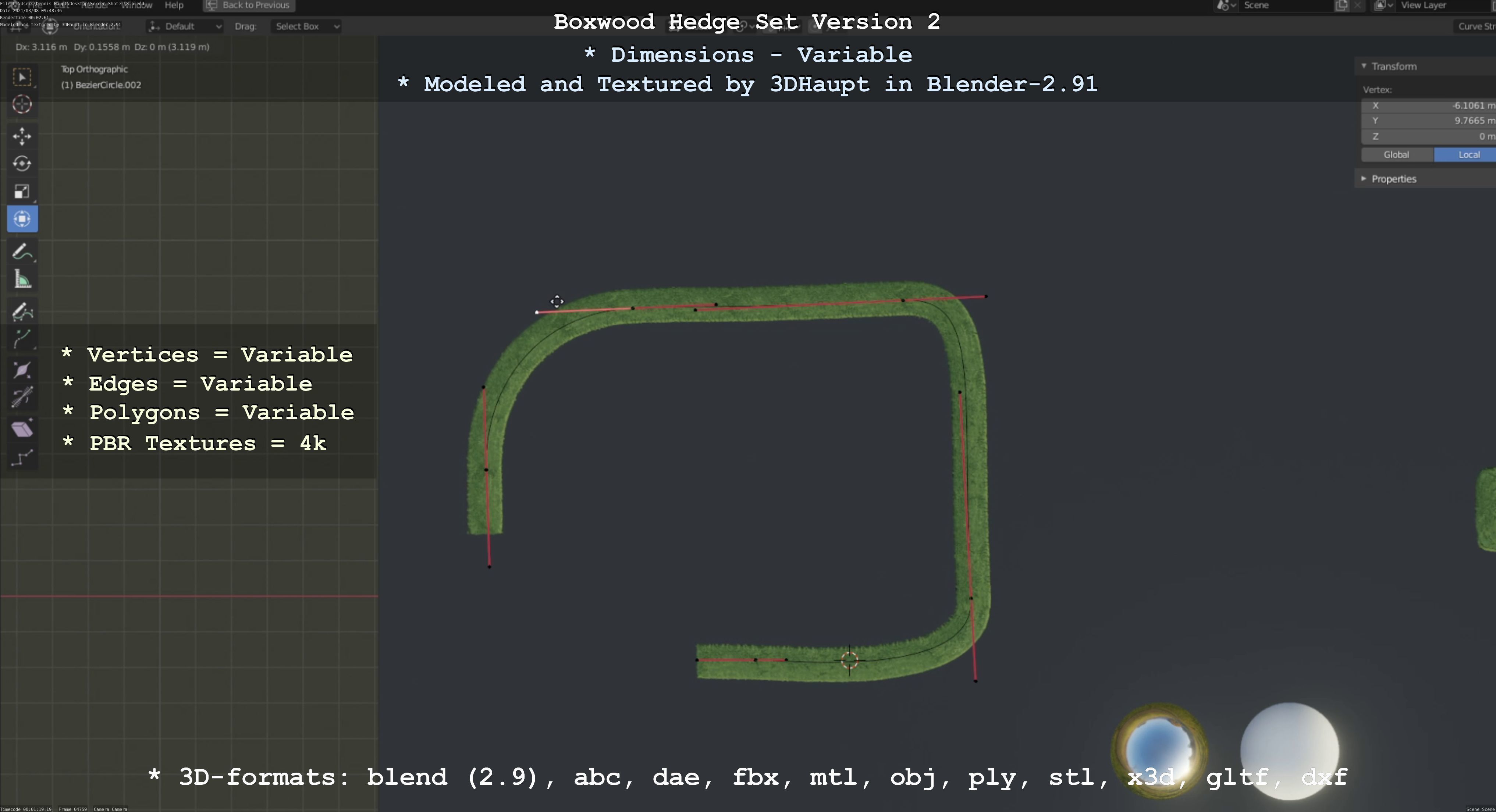 Low-Poly Boxwood Hedge Version 2 Low-poly 3D model_126