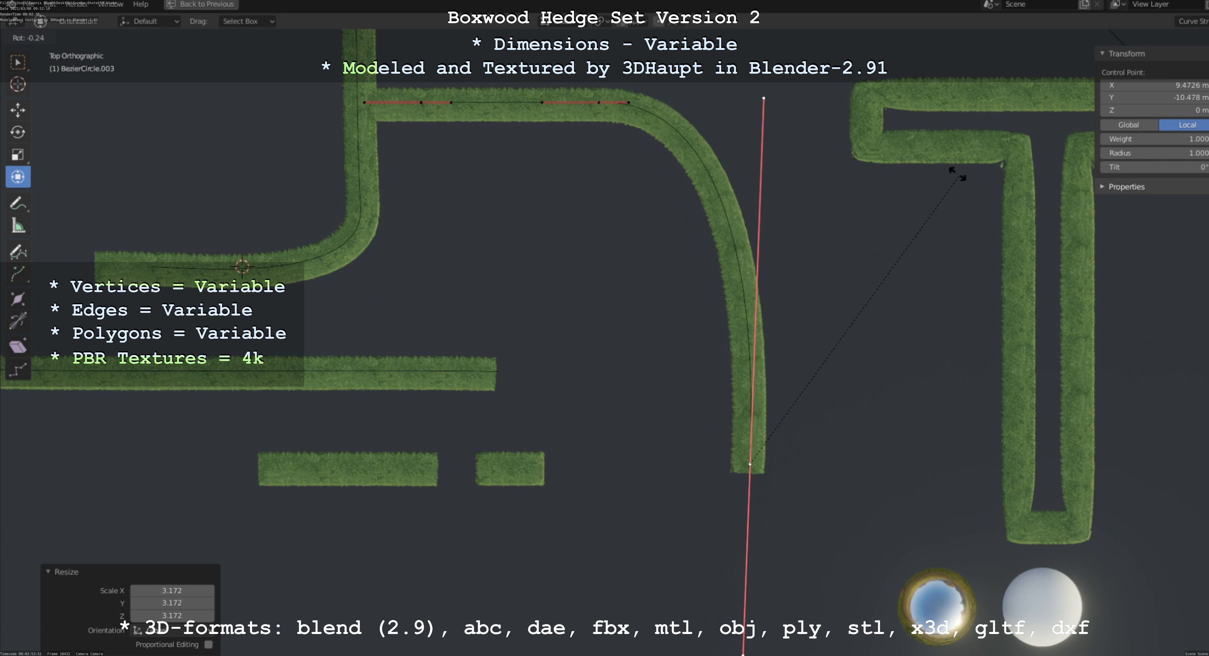 Low-Poly Boxwood Hedge Version 2 Low-poly 3D model_56