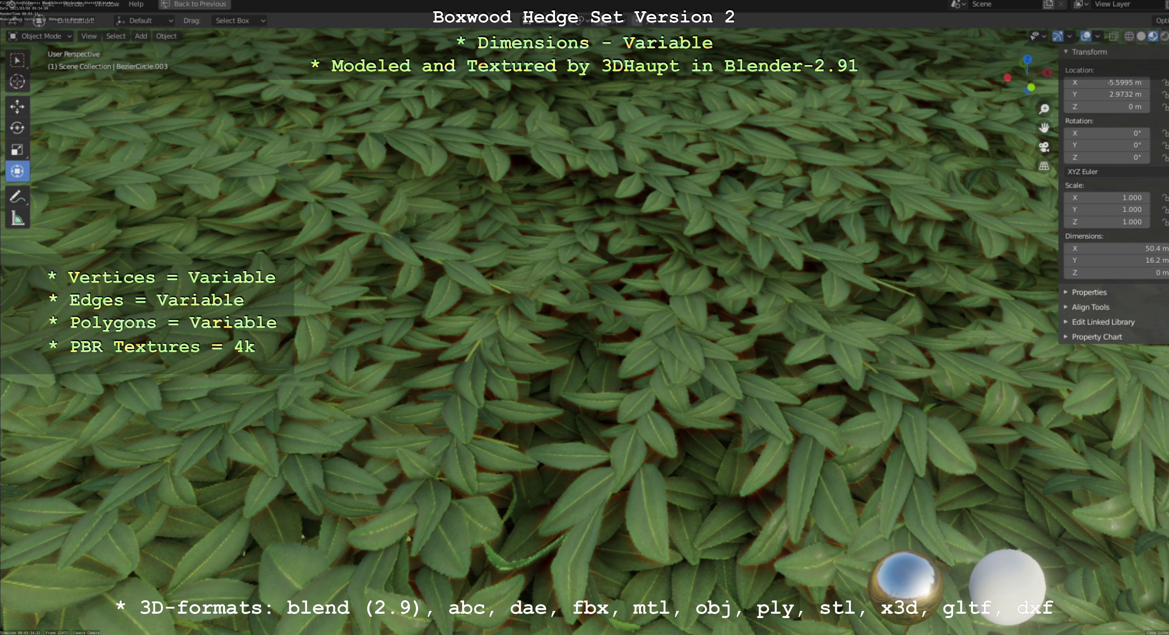 Low-Poly Boxwood Hedge Version 2 Low-poly 3D model_20