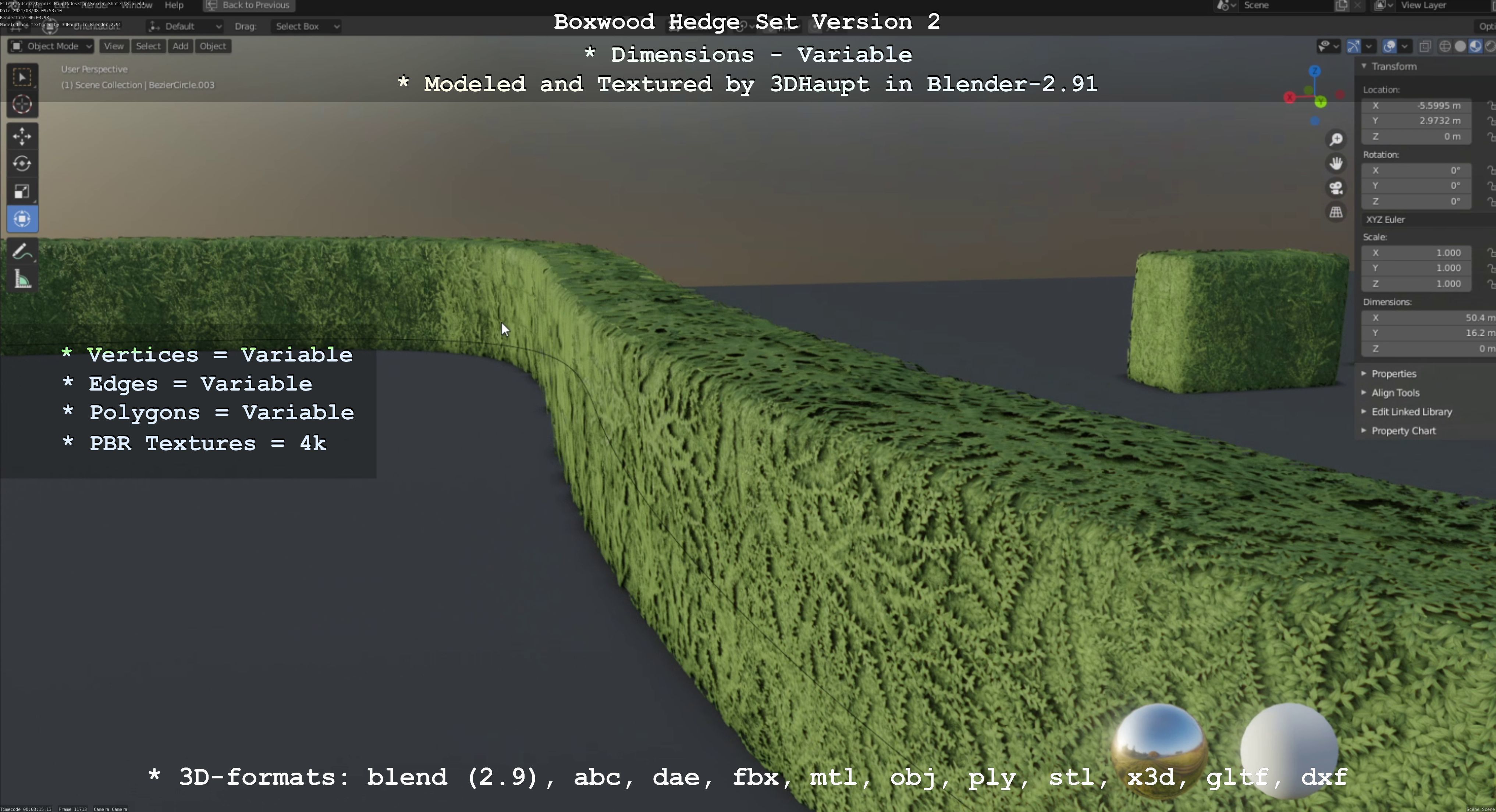 Low-Poly Boxwood Hedge Version 2 Low-poly 3D model_16