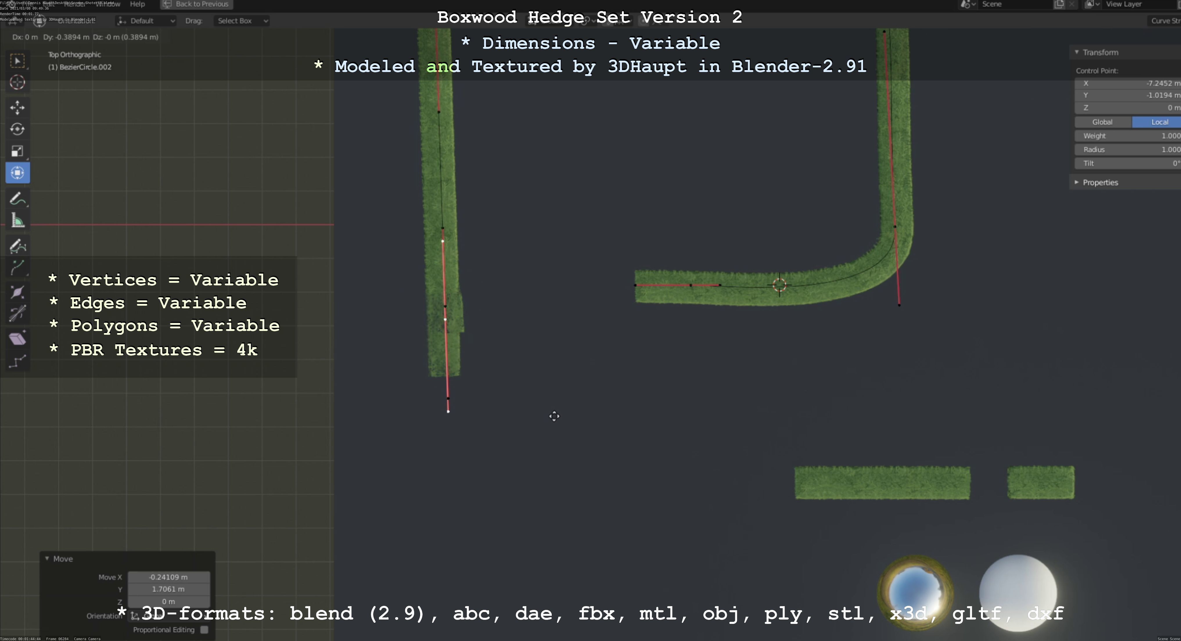 Low-Poly Boxwood Hedge Version 2 Low-poly 3D model_52