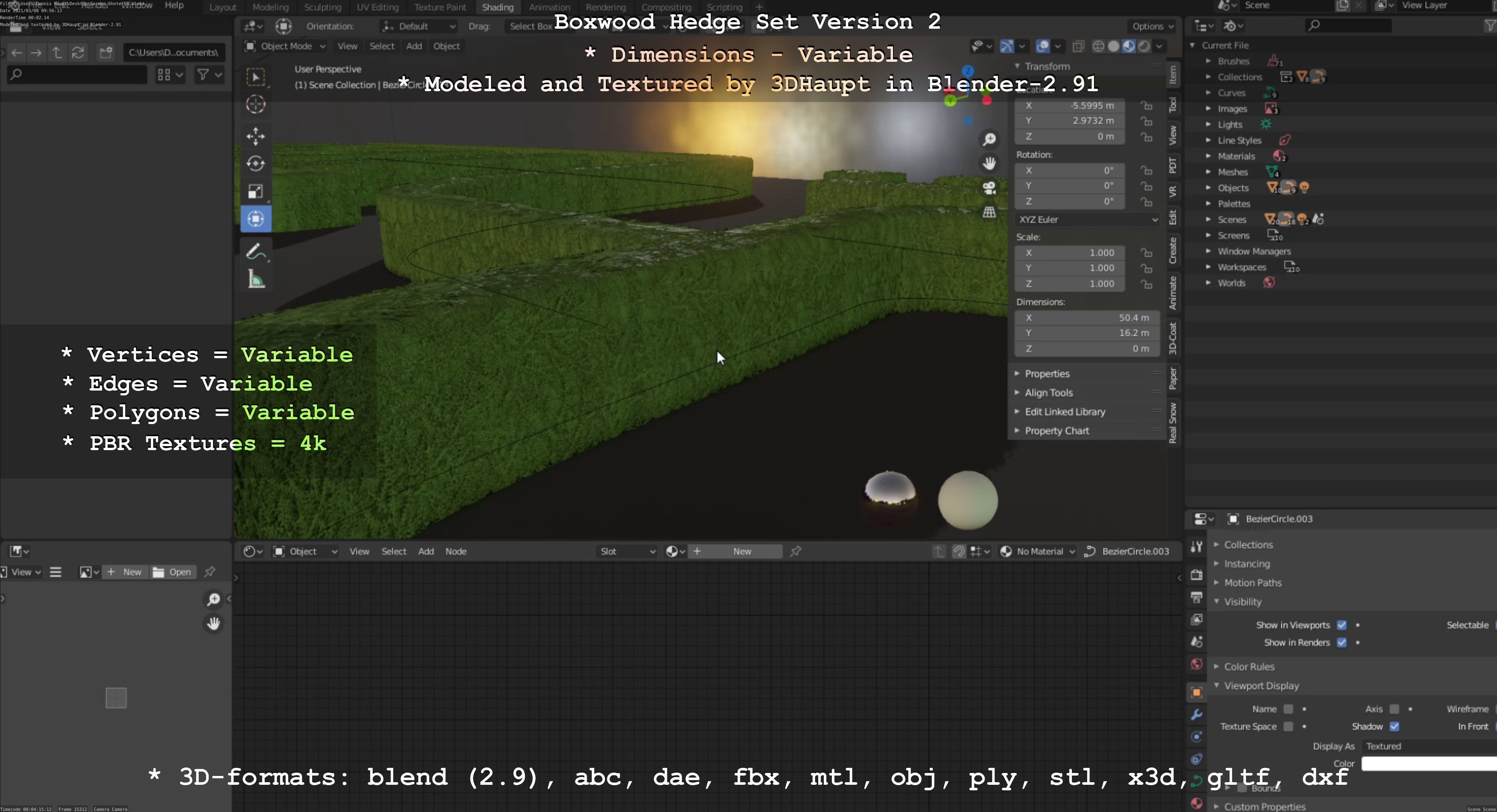 Low-Poly Boxwood Hedge Version 2 Low-poly 3D model_59