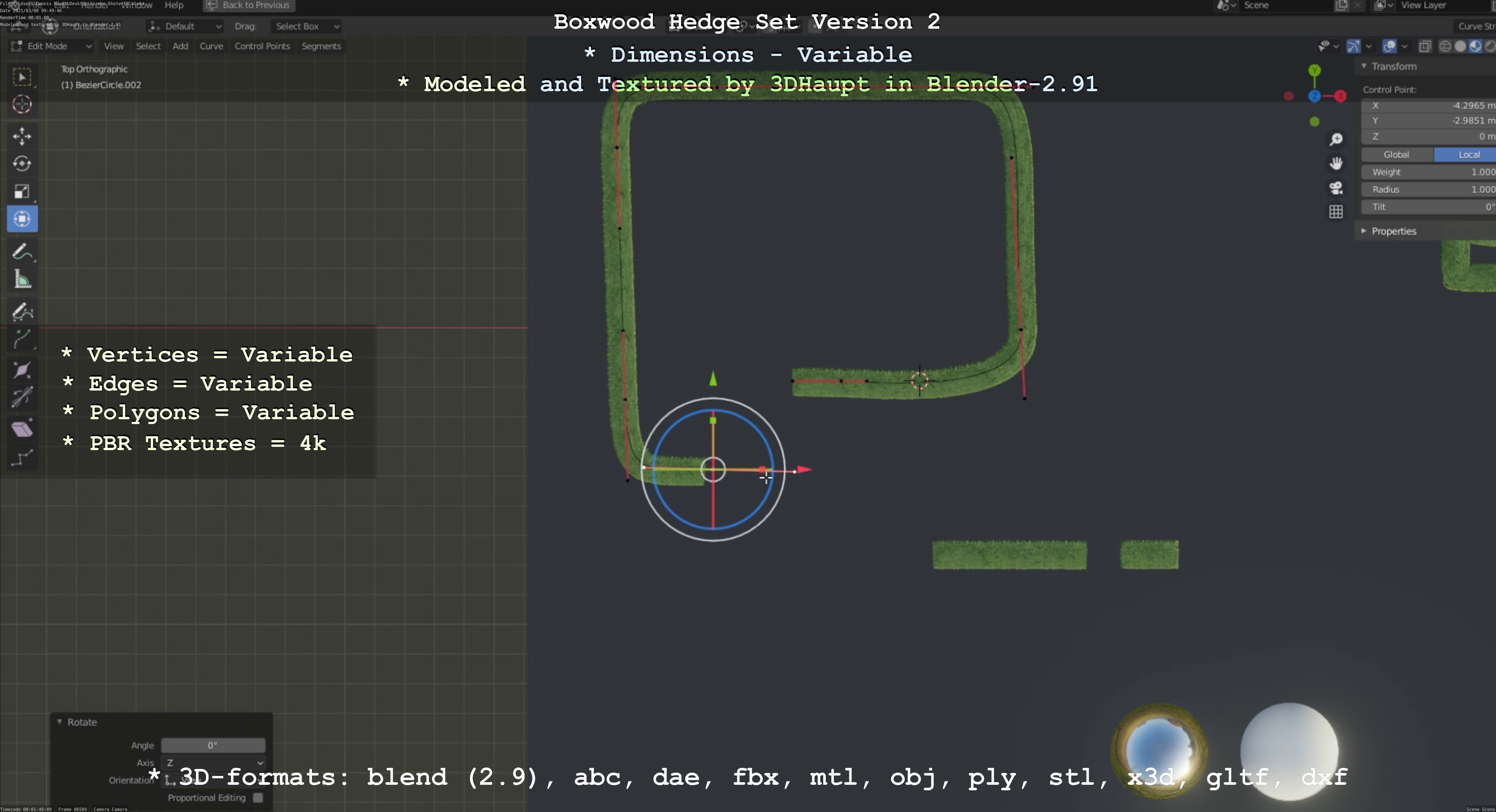 Low-Poly Boxwood Hedge Version 2 Low-poly 3D model_58