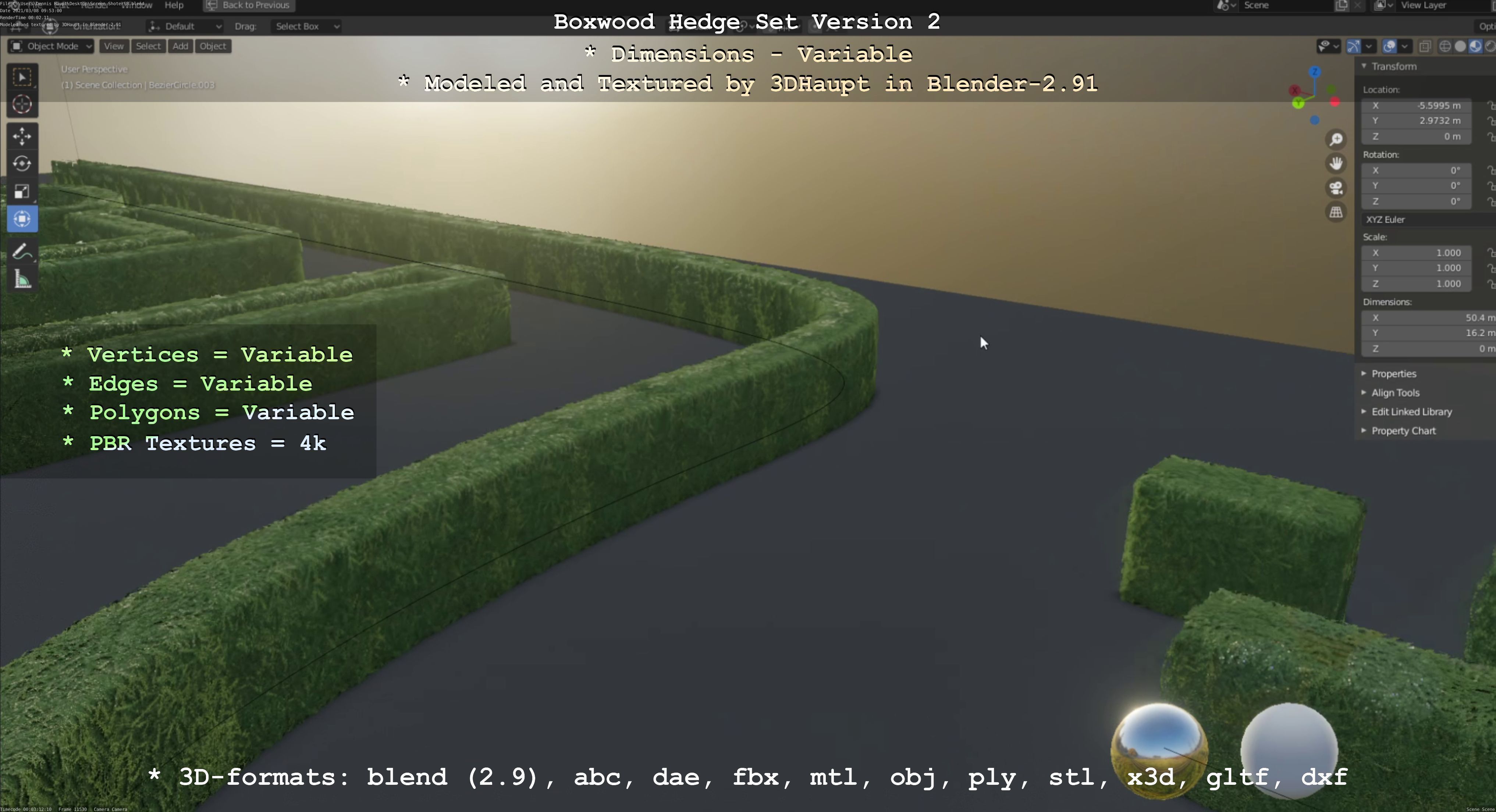 Low-Poly Boxwood Hedge Version 2 Low-poly 3D model_15