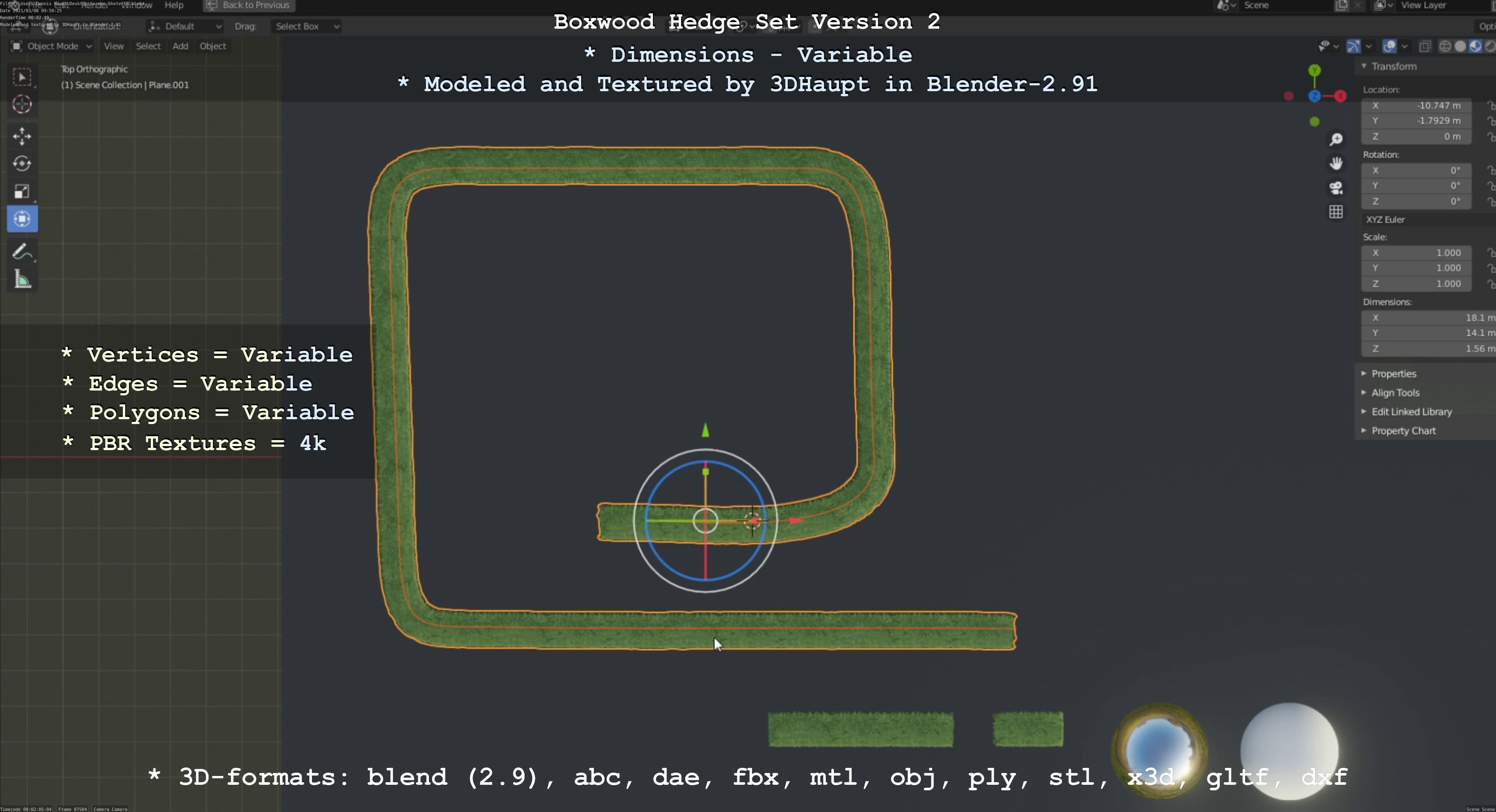 Low-Poly Boxwood Hedge Version 2 Low-poly 3D model_113