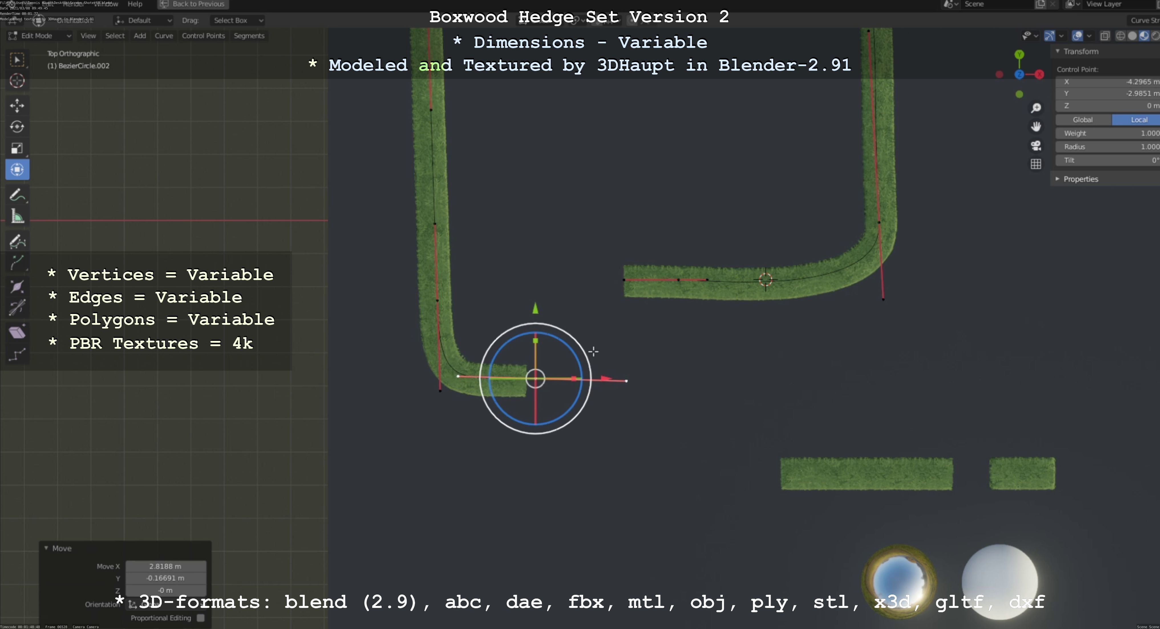 Low-Poly Boxwood Hedge Version 2 Low-poly 3D model_76