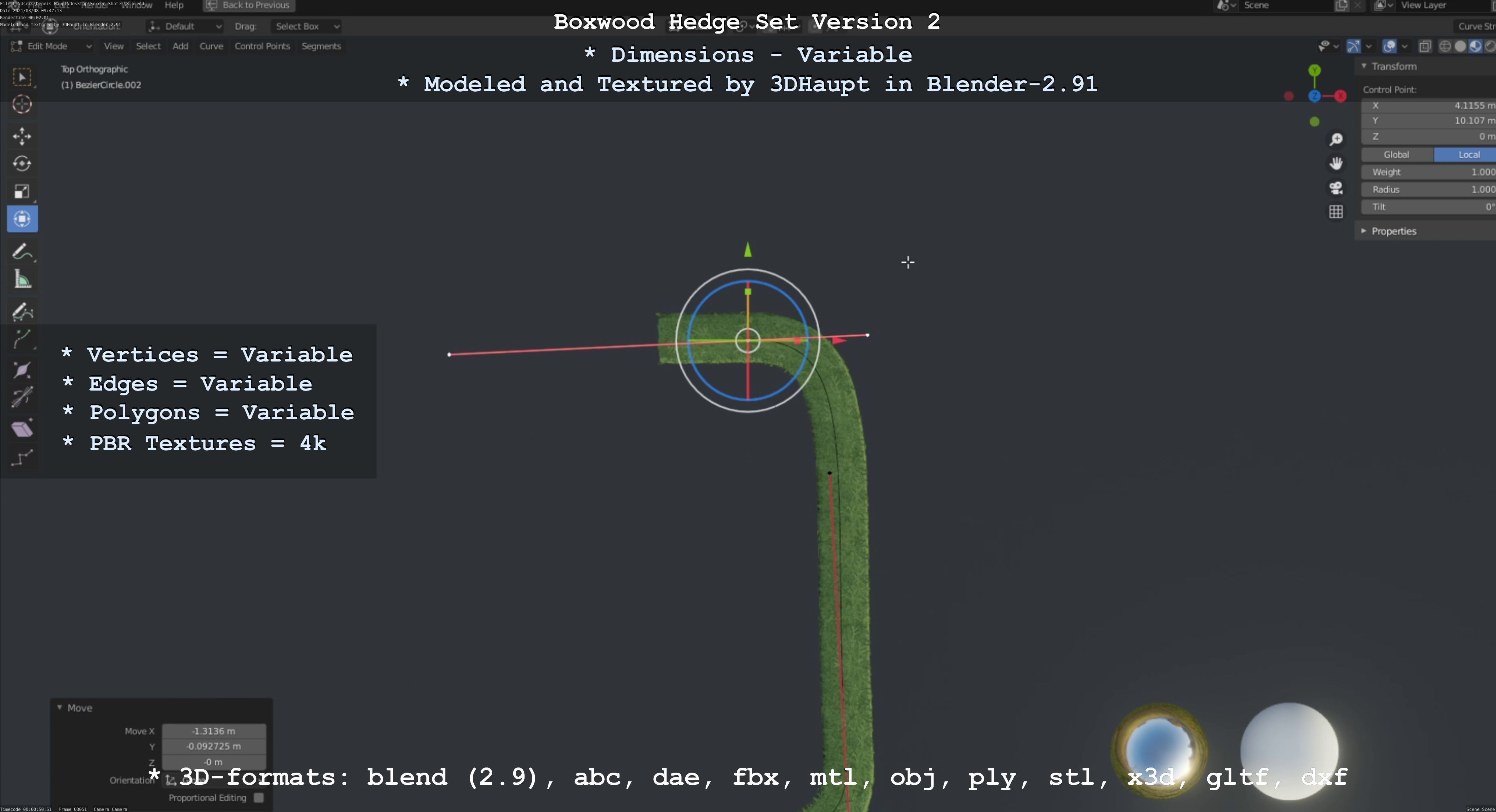 Low-Poly Boxwood Hedge Version 2 Low-poly 3D model_103