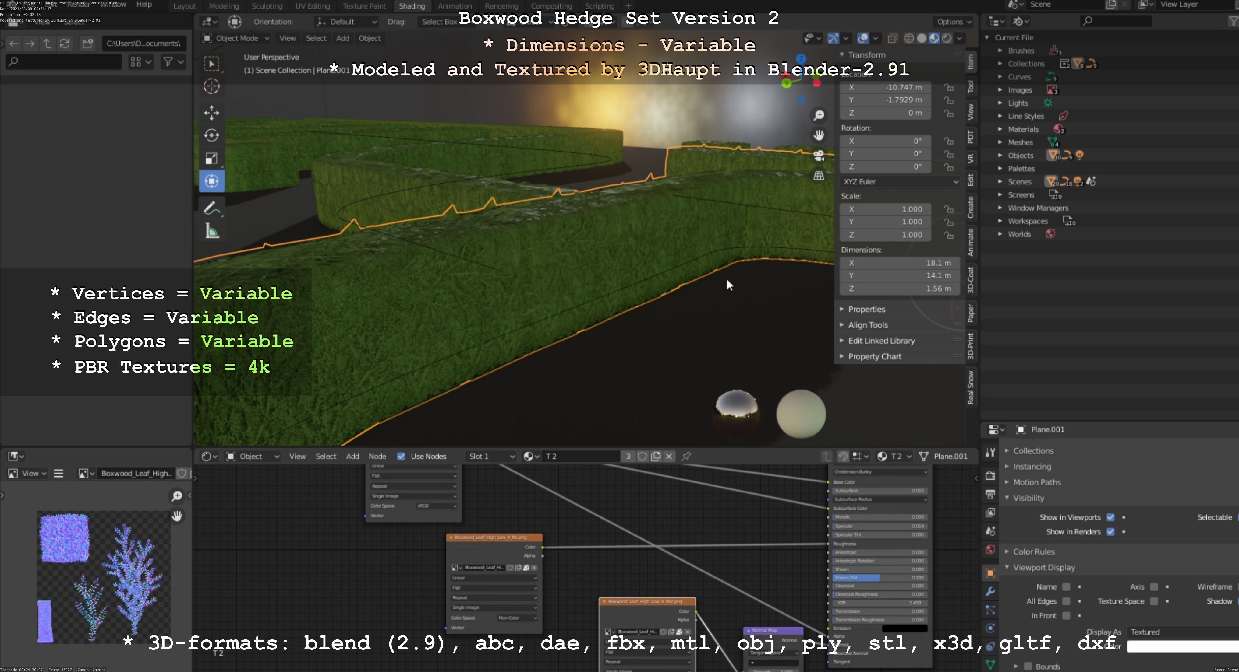 Low-Poly Boxwood Hedge Version 2 Low-poly 3D model_41