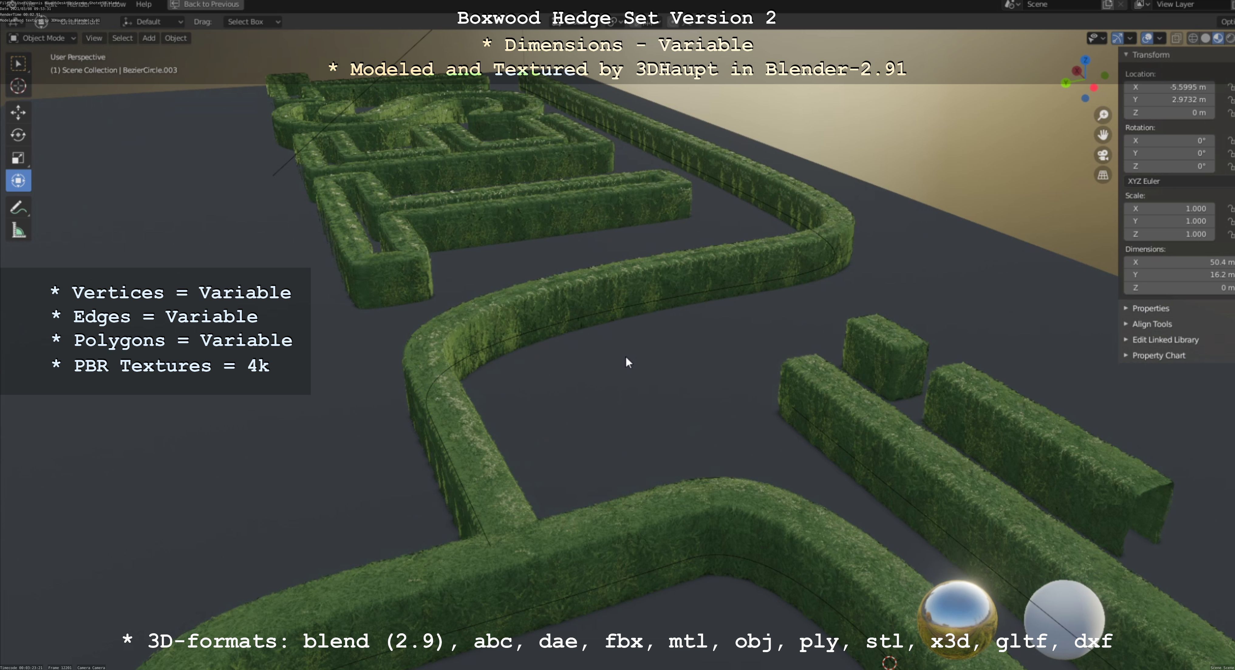 Low-Poly Boxwood Hedge Version 2 Low-poly 3D model_67