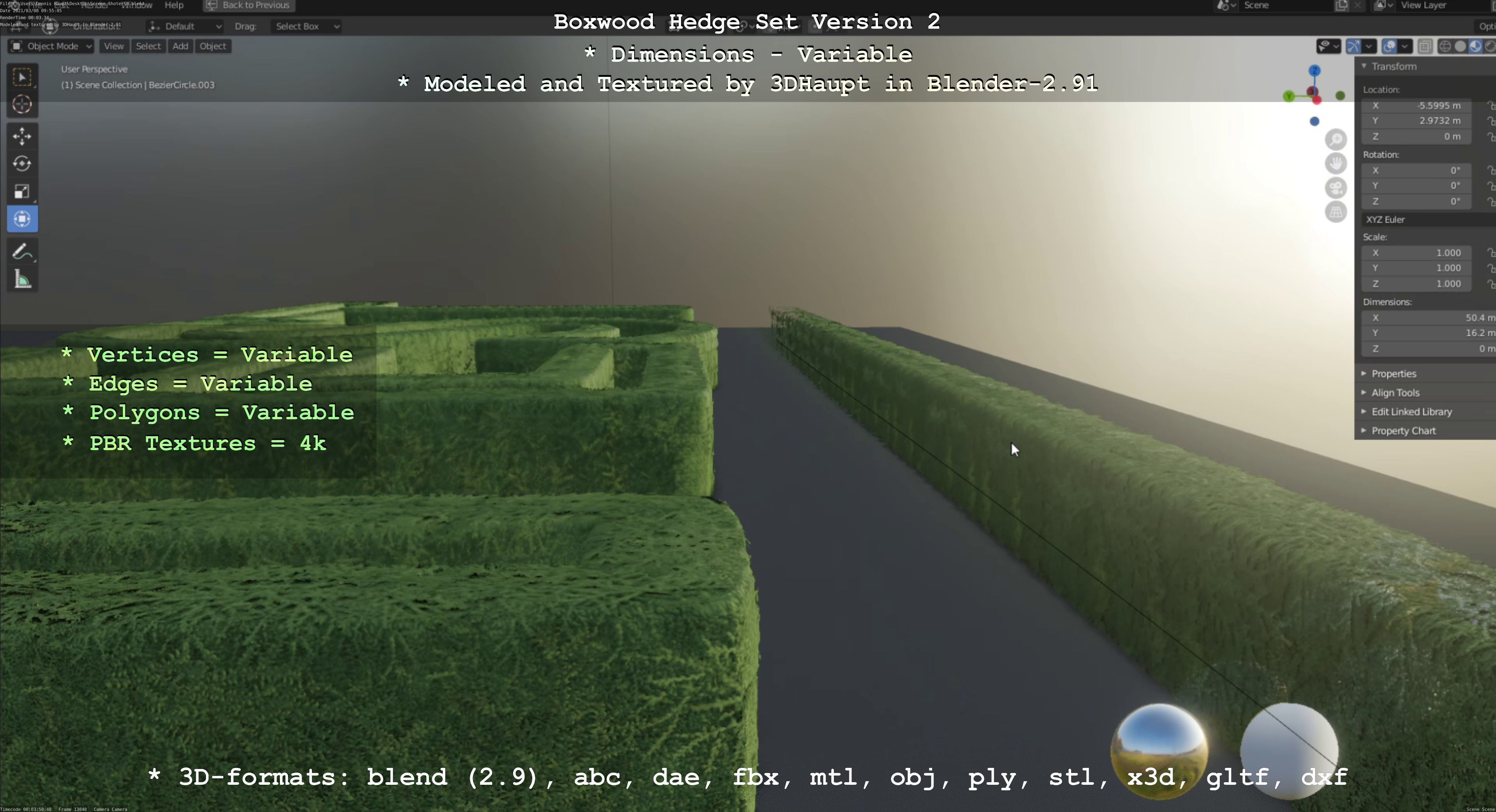 Low-Poly Boxwood Hedge Version 2 Low-poly 3D model_80