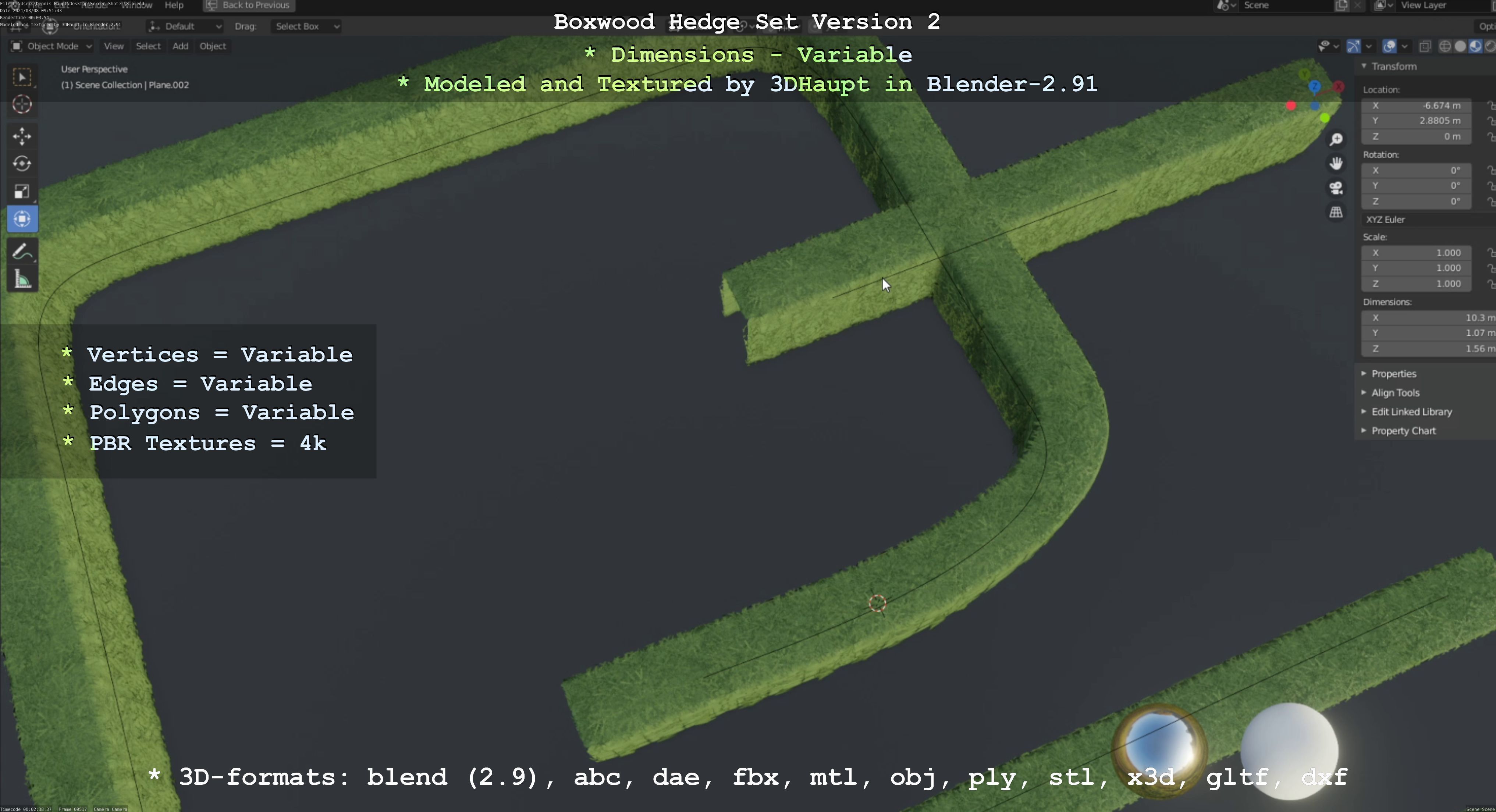 Low-Poly Boxwood Hedge Version 2 Low-poly 3D model_51