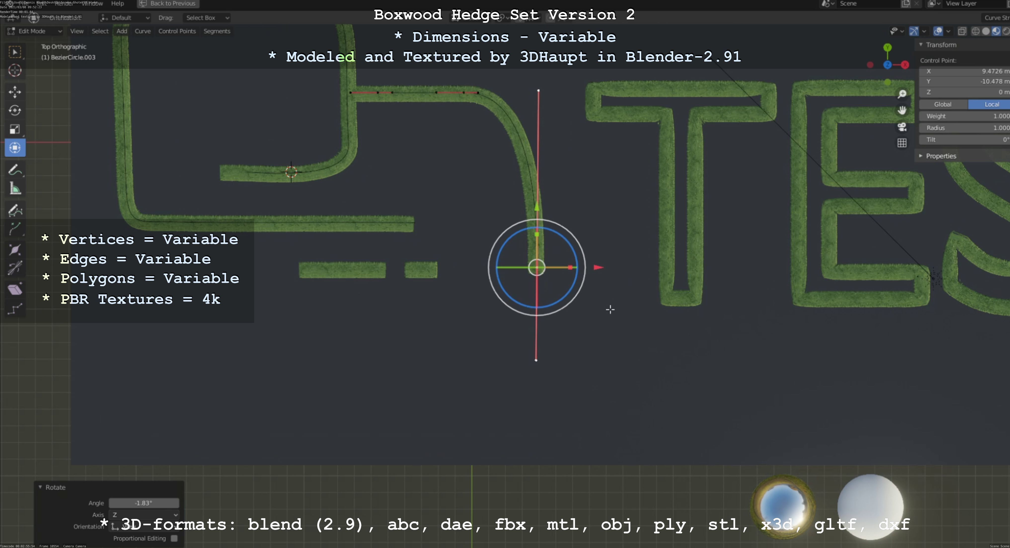 Low-Poly Boxwood Hedge Version 2 Low-poly 3D model_11