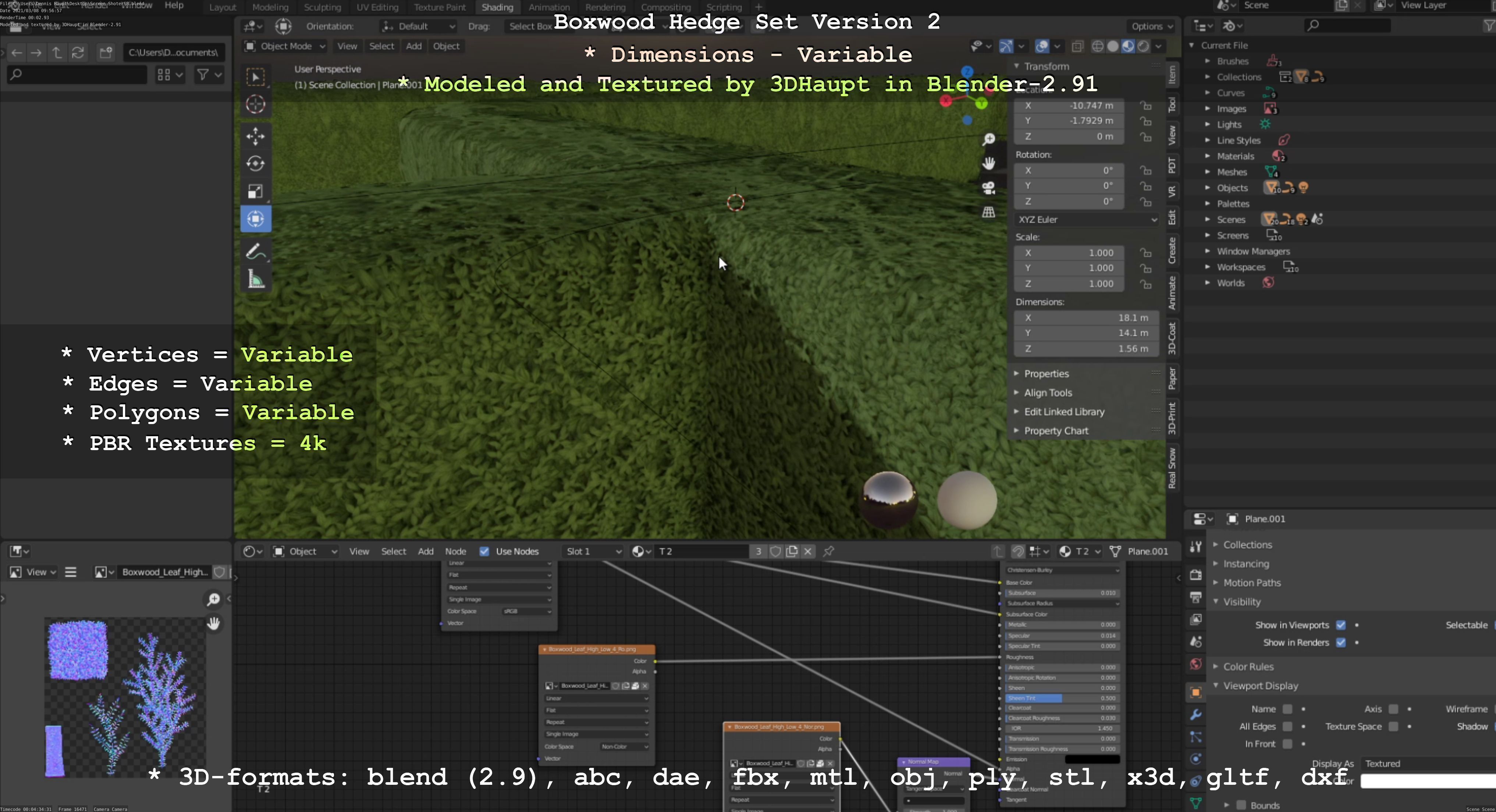 Low-Poly Boxwood Hedge Version 2 Low-poly 3D model_57