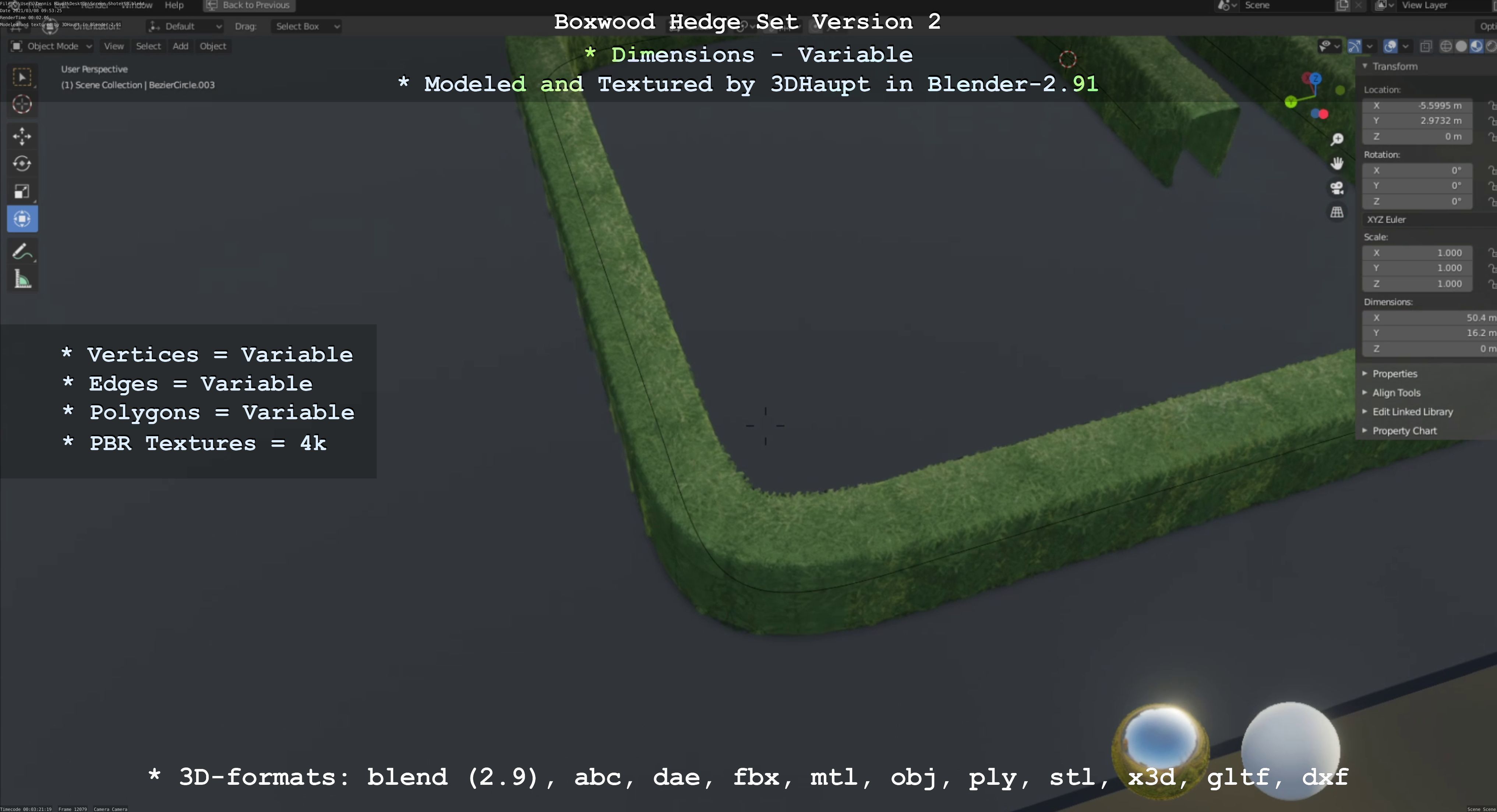 Low-Poly Boxwood Hedge Version 2 Low-poly 3D model_62