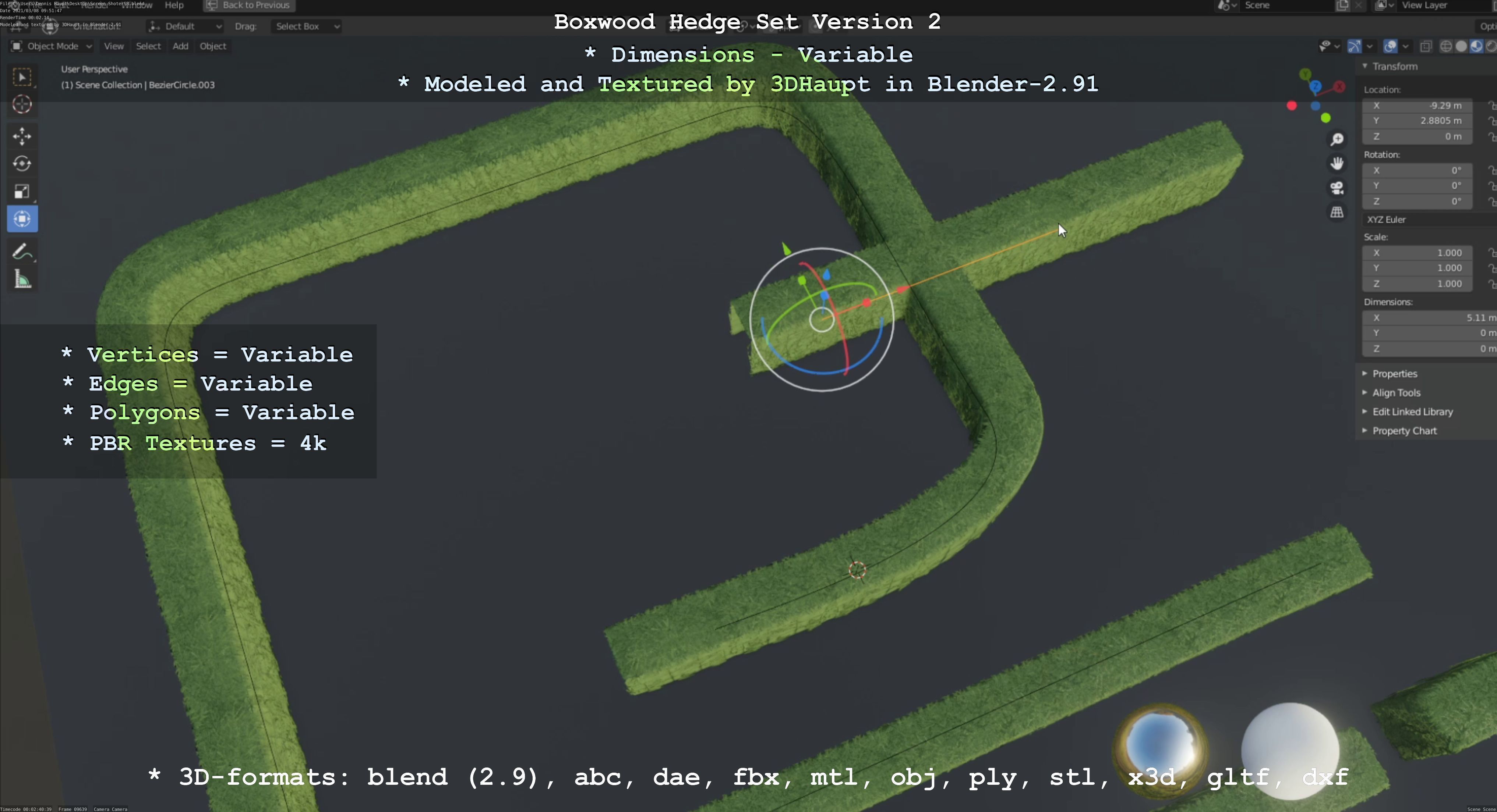 Low-Poly Boxwood Hedge Version 2 Low-poly 3D model_98