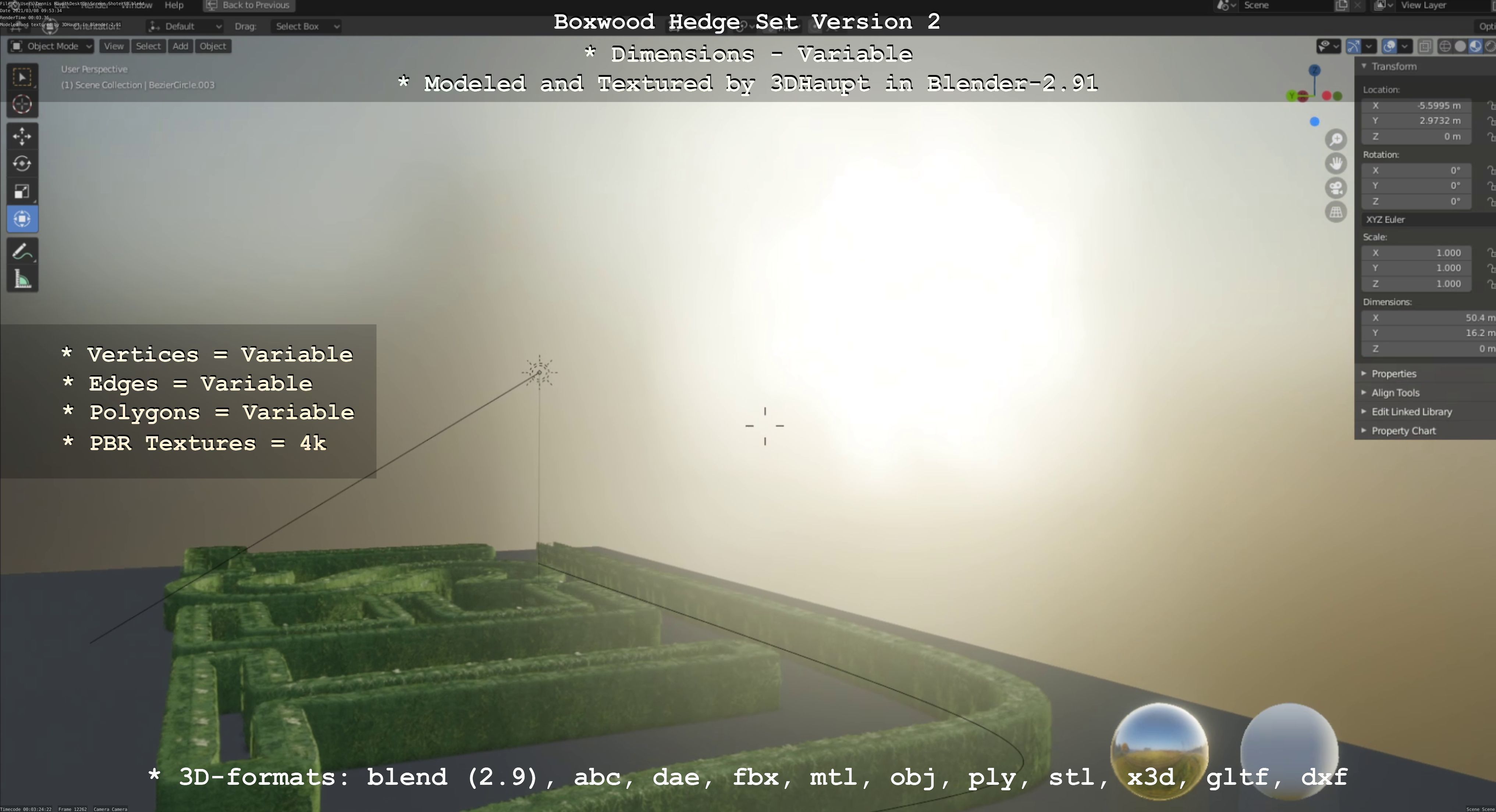 Low-Poly Boxwood Hedge Version 2 Low-poly 3D model_61