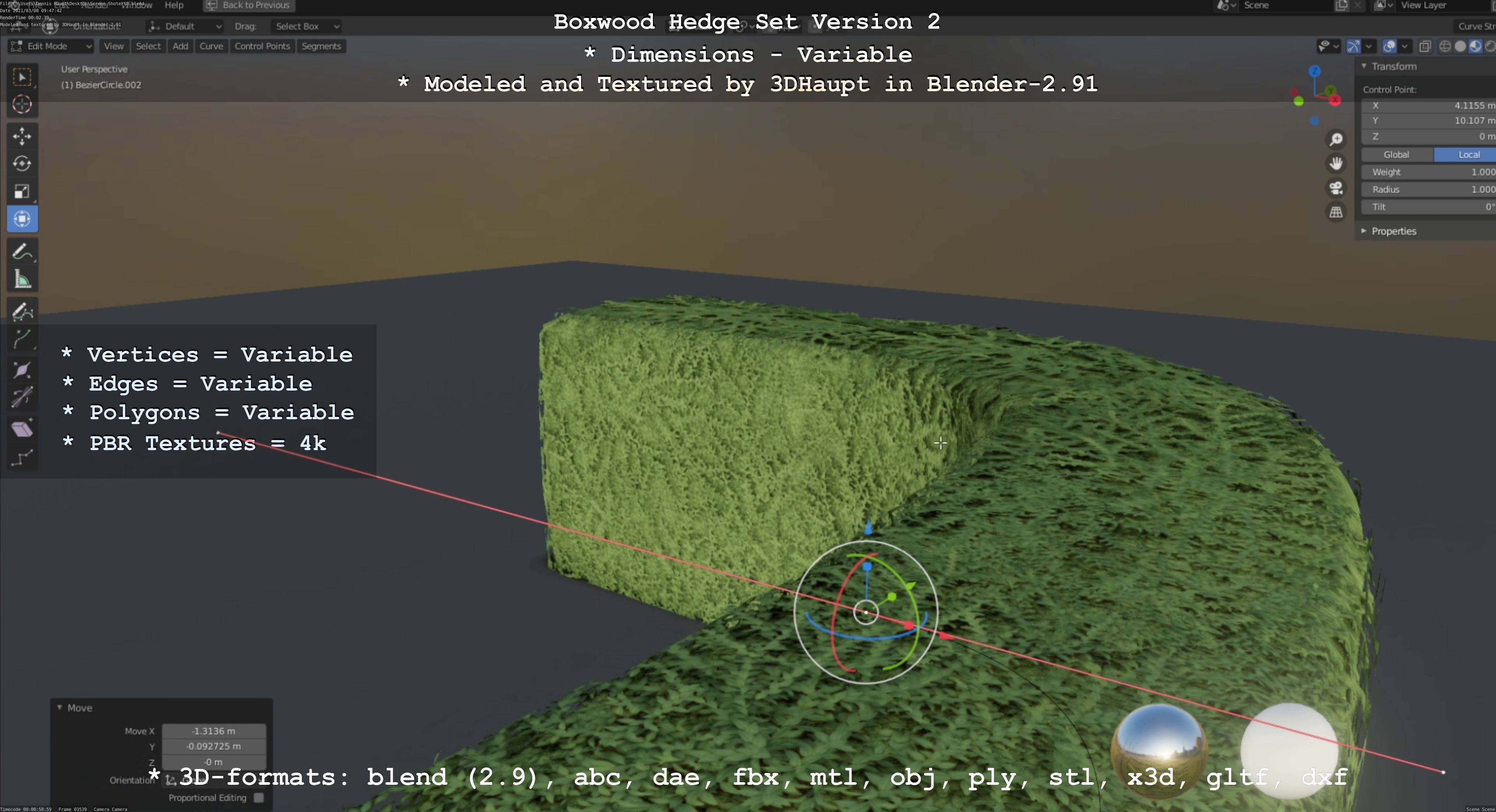 Low-Poly Boxwood Hedge Version 2 Low-poly 3D model_115